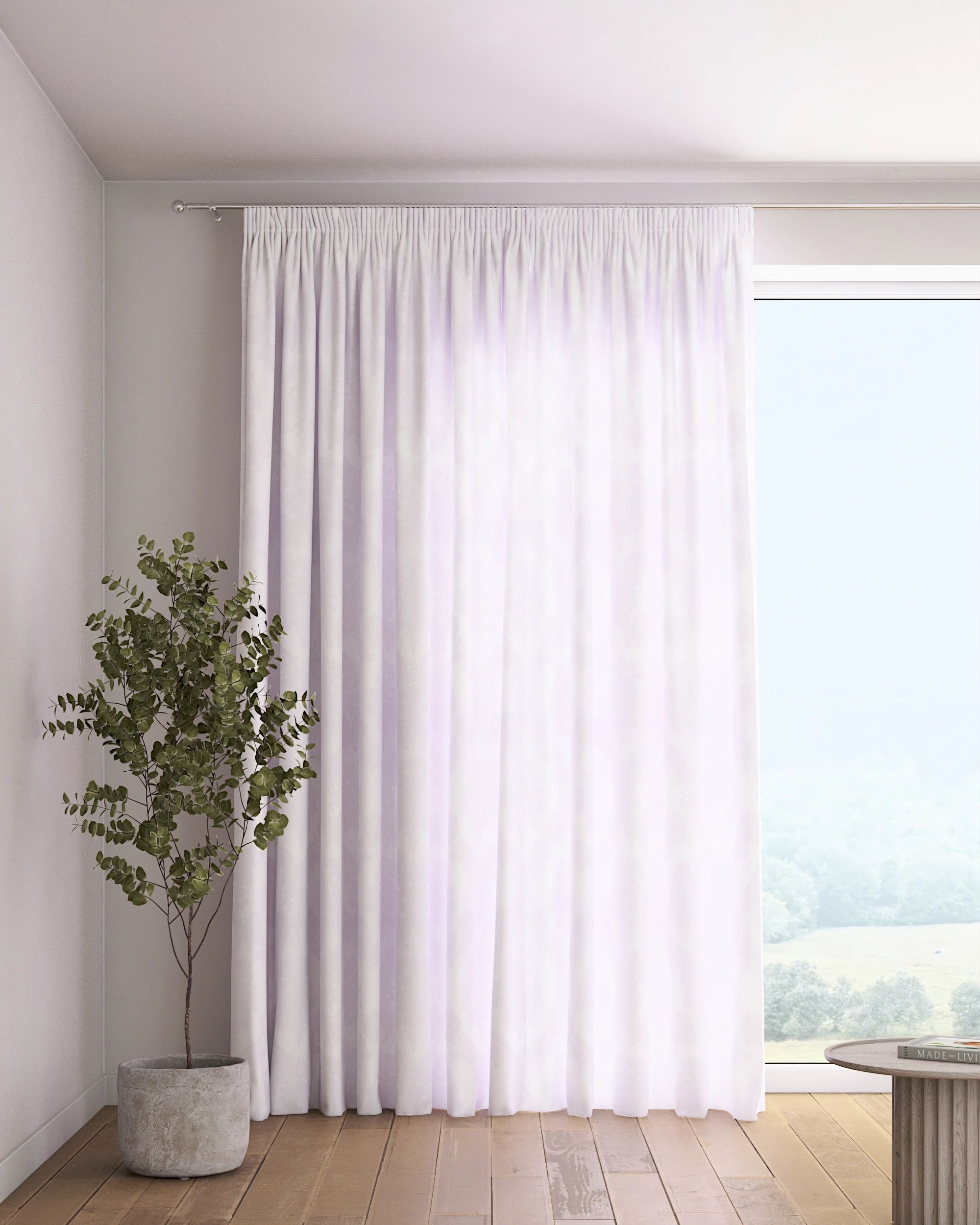 Vorhang mit Kräuselband Farbe weiß Stoff glänzend, strukturiert, gemustert