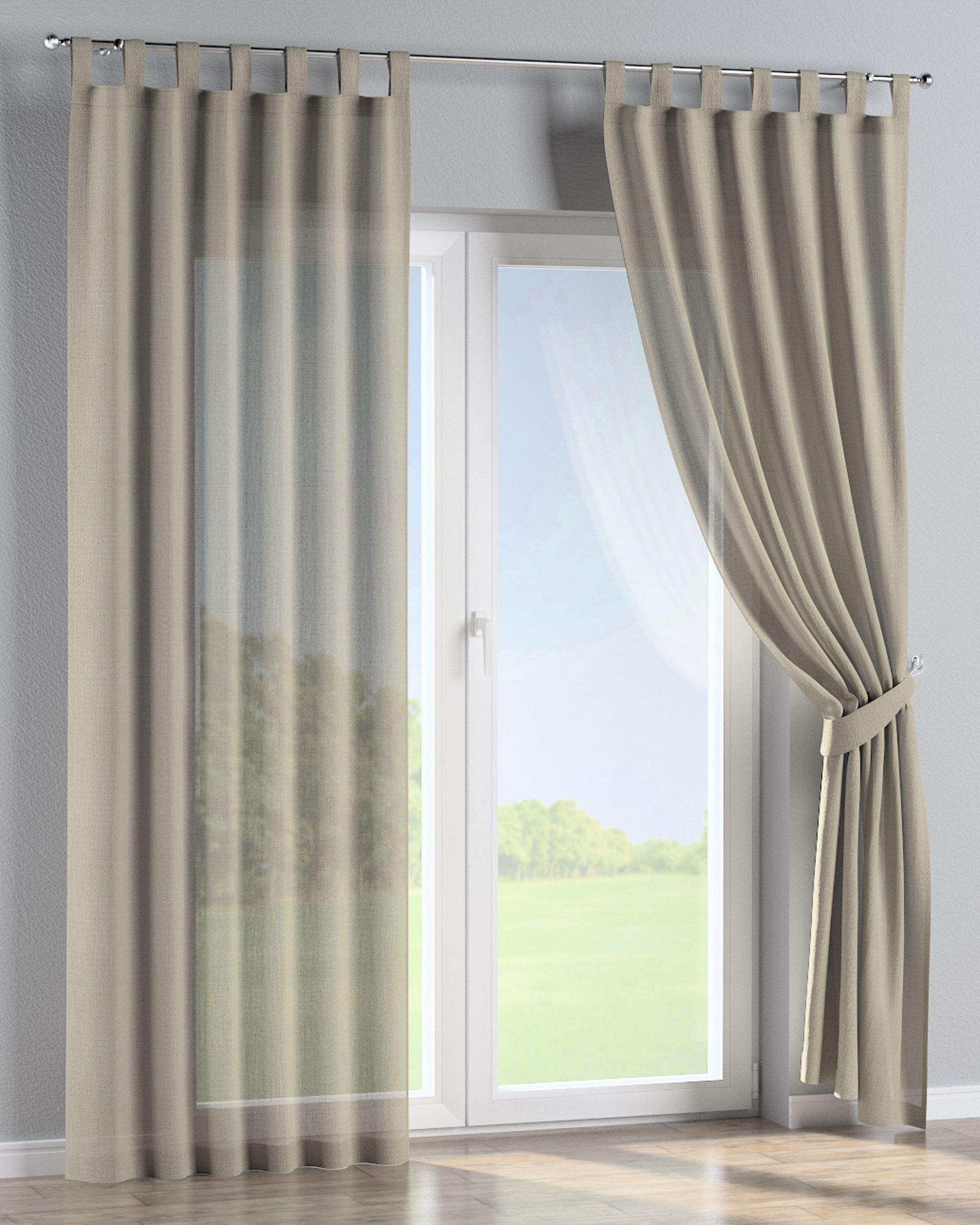Schlaufenschal Farbe beige Stoff halbtransparent, glänzend, strukturiert (hover)