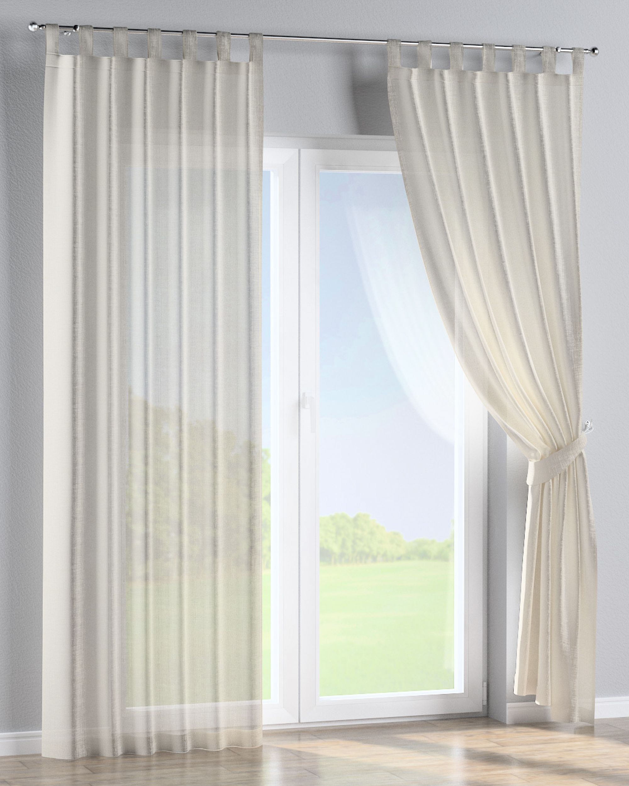 Schlaufenschal Farbe creme Stoff halbtransparent, glänzend, strukturiert (hover)