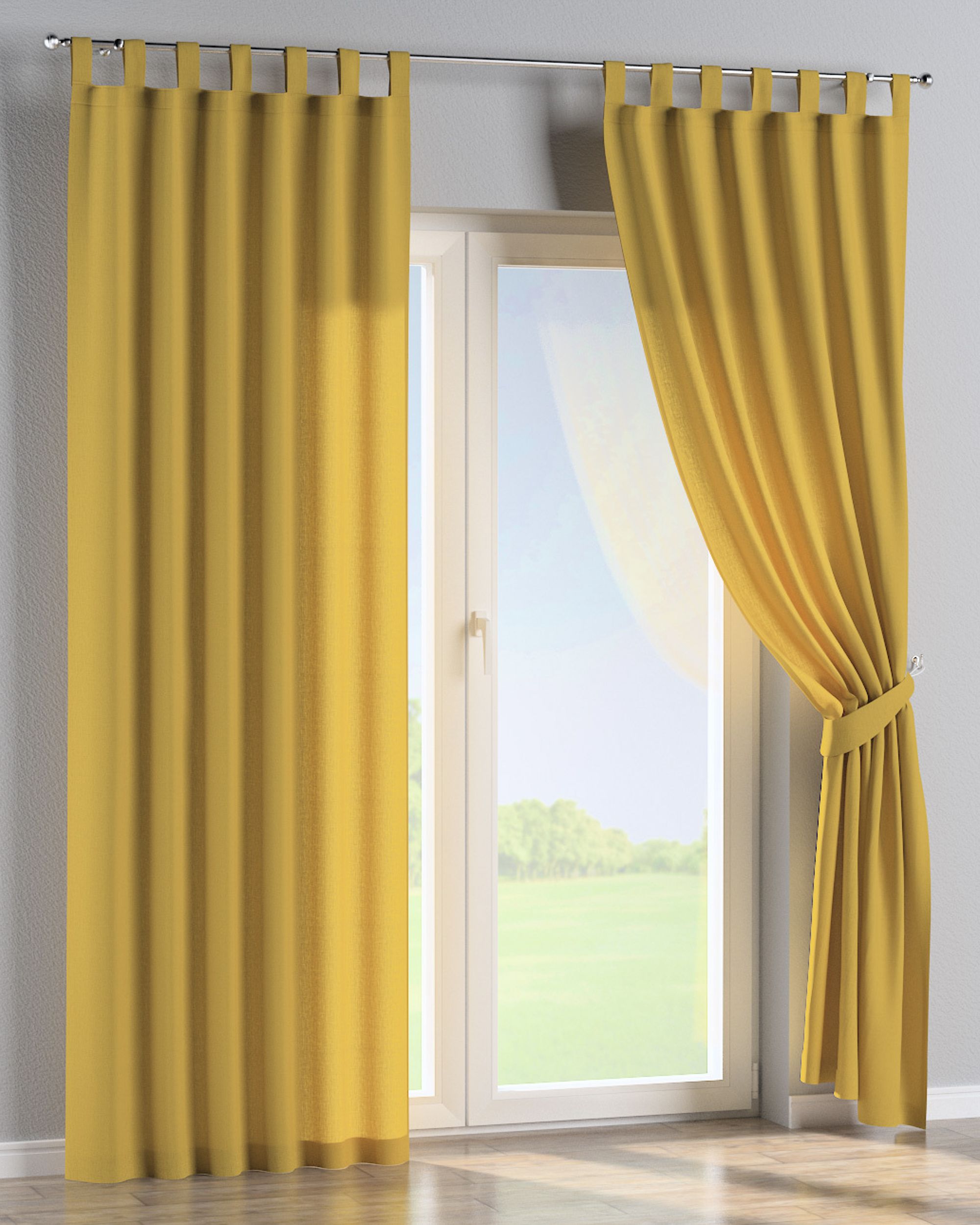 Schlaufenschal Farbe gelb Stoff halbtransparent, strukturiert (hover)