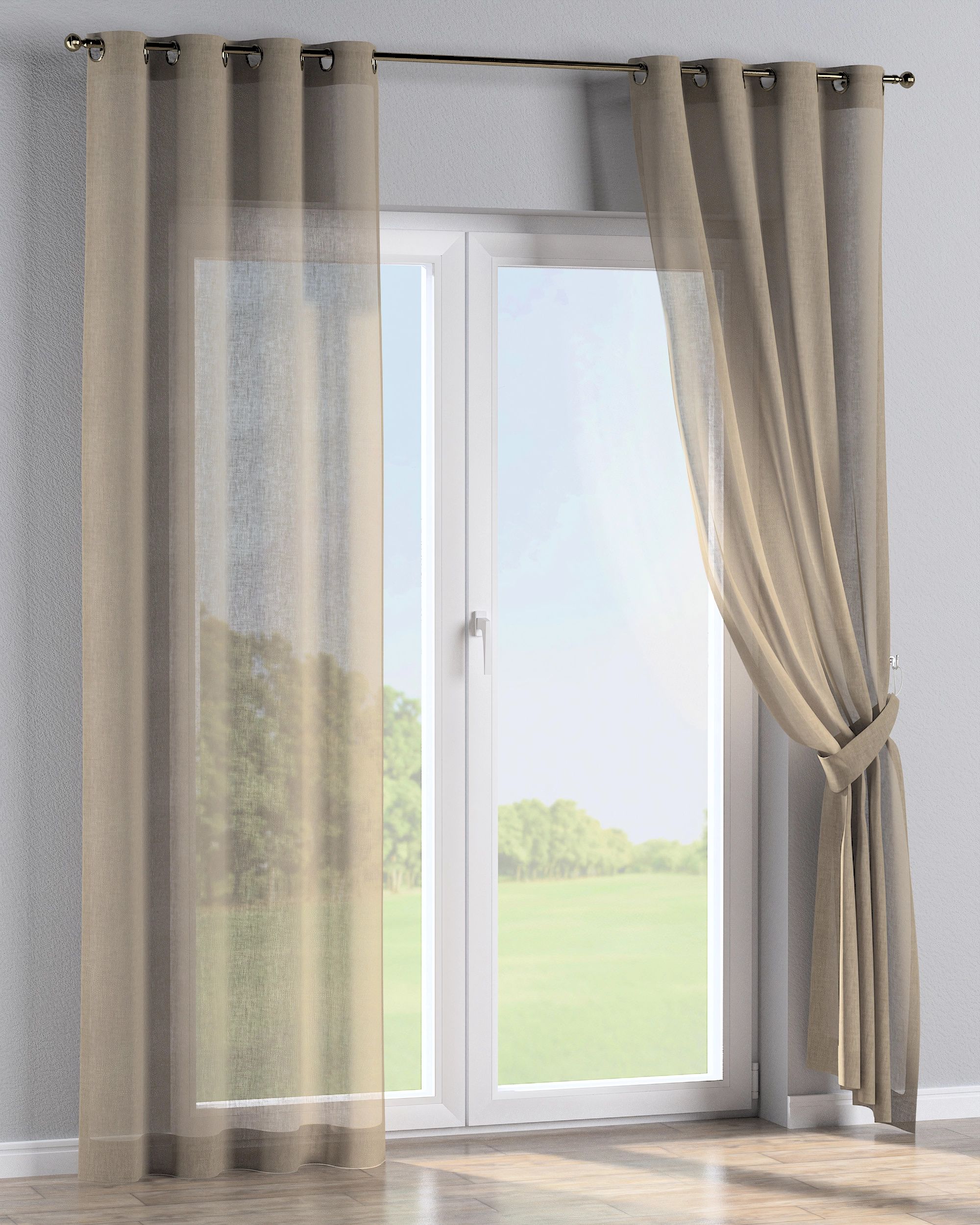 Ösenschal Farbe beige Stoff strukturiert (hover)