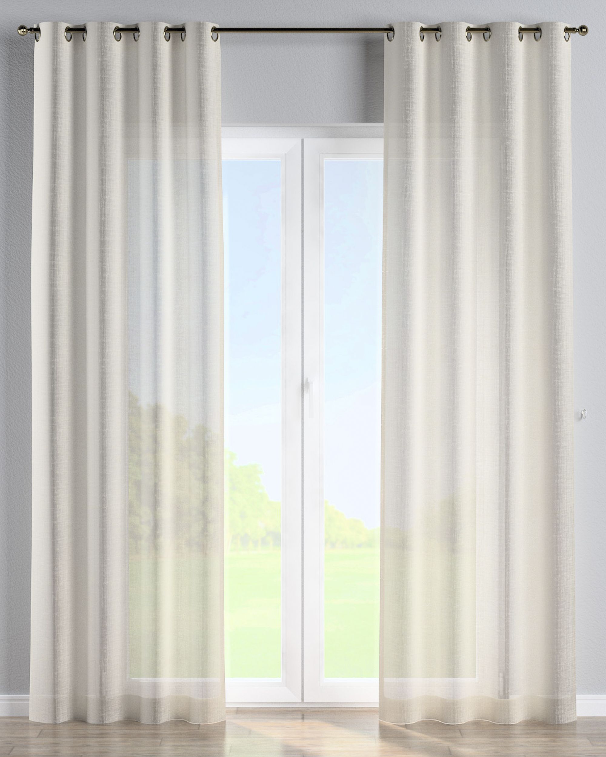Ösenschal Farbe creme Stoff halbtransparent, glänzend, strukturiert