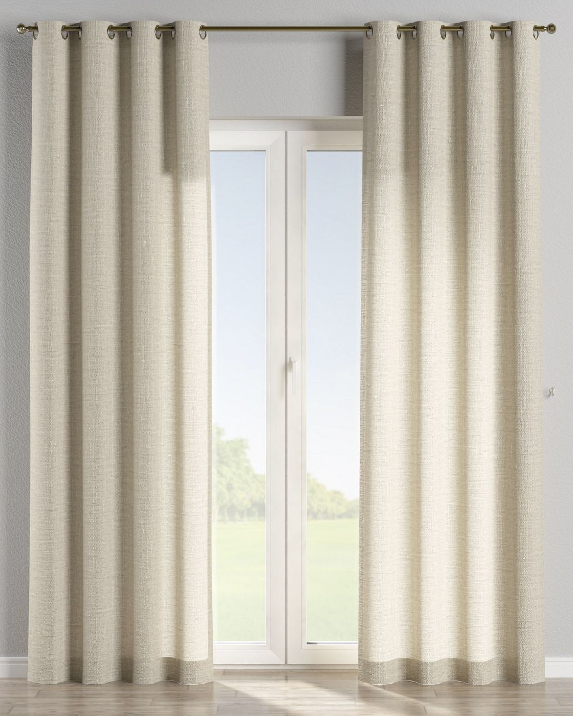 Ösenschal Farbe beige Stoff halbtransparent, strukturiert, aus leinen (hover)