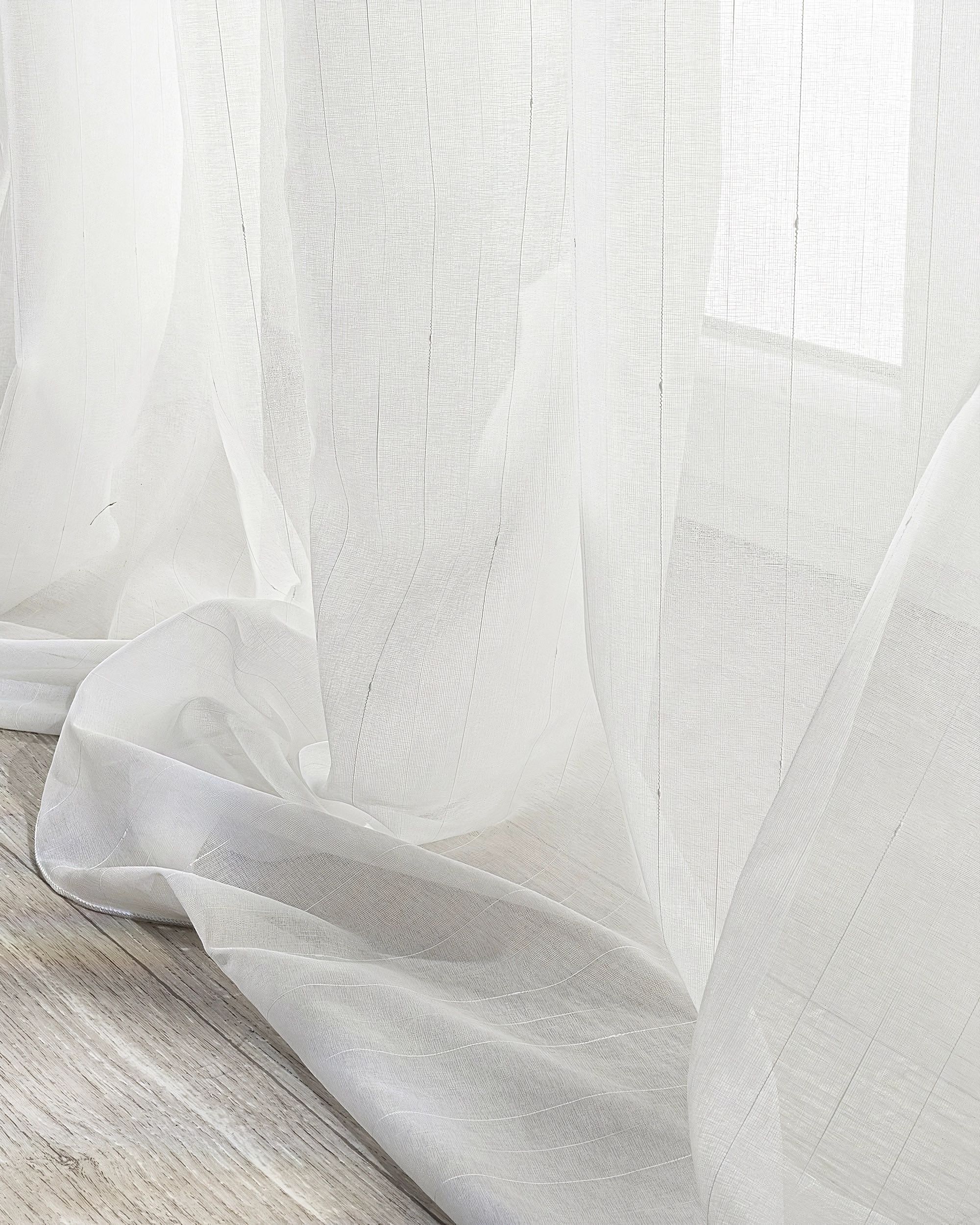 Vorhang mit Tunnel und Köpfchen Farbe creme Stoff halbtransparent, strukturiert, gemustert