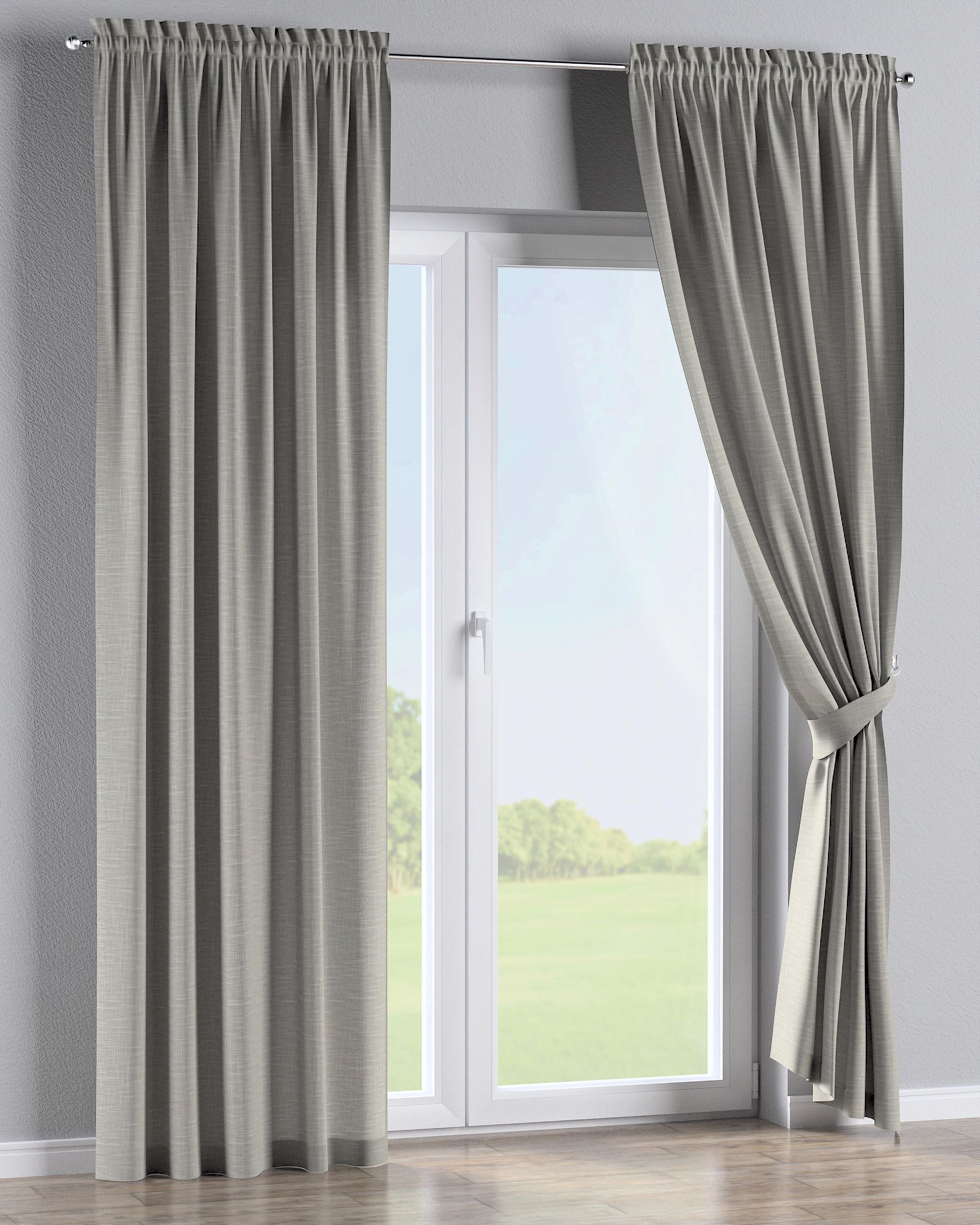 Vorhang mit Tunnel und Köpfchen Farbe beige Stoff strukturiert (hover)