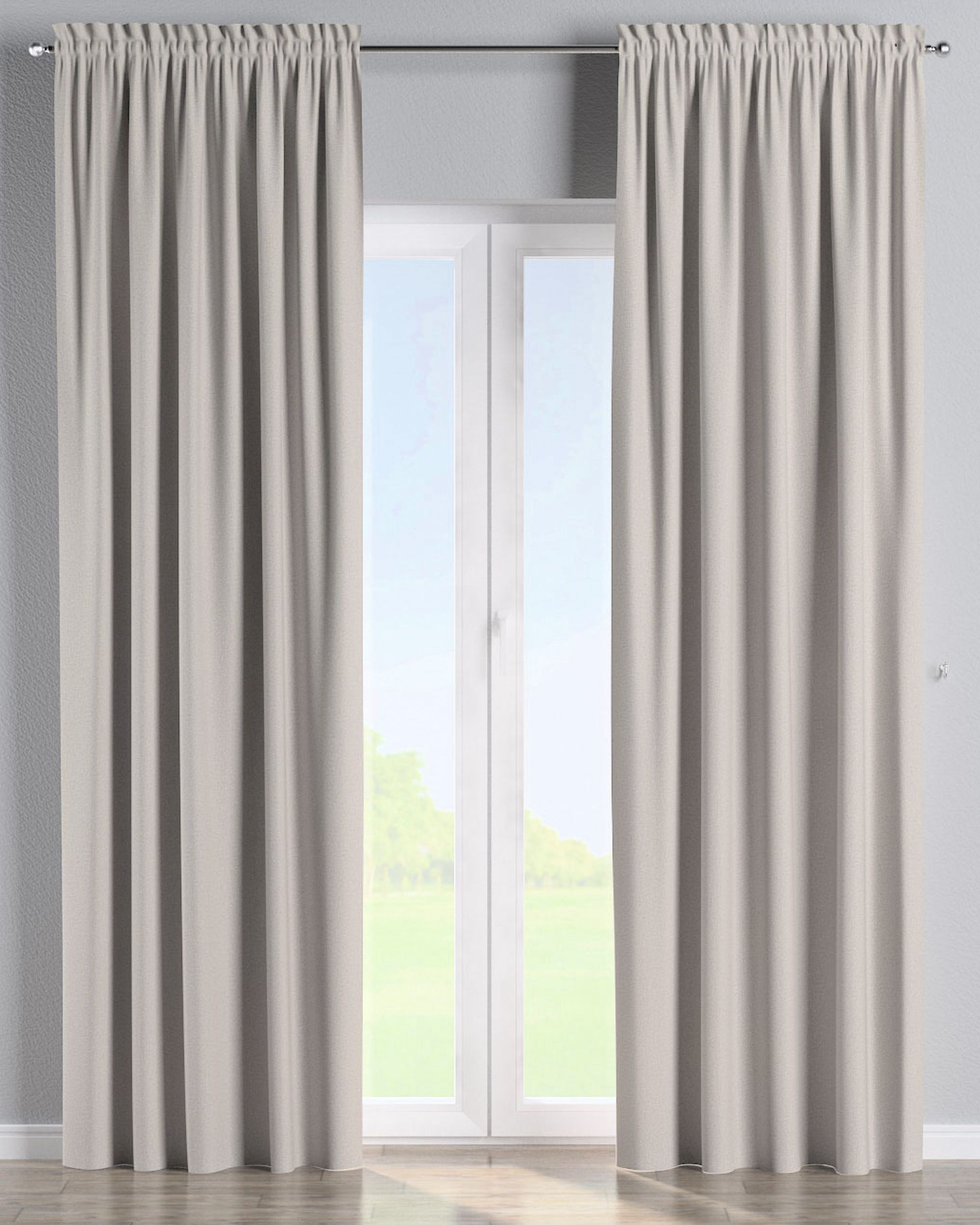 Vorhang mit Tunnel und Köpfchen Farbe beige Stoff strukturiert, verdunkelnd