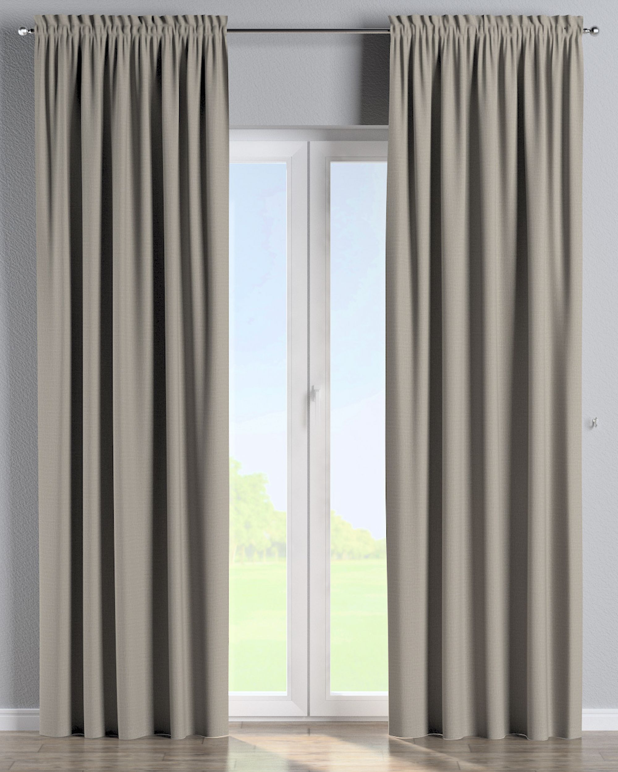 Vorhang mit Tunnel und Köpfchen Farbe beige Stoff strukturiert, verdunkelnd