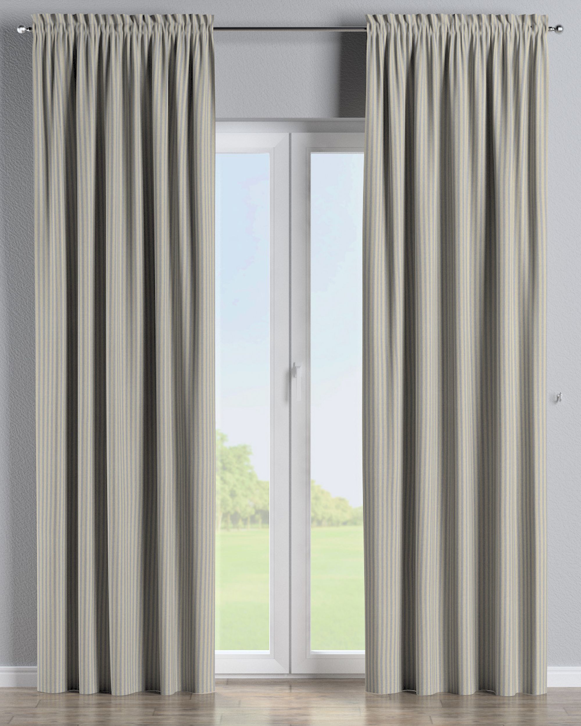 Vorhang mit Tunnel und Köpfchen Farbe beige Stoff outdoor, strukturiert, gemustert