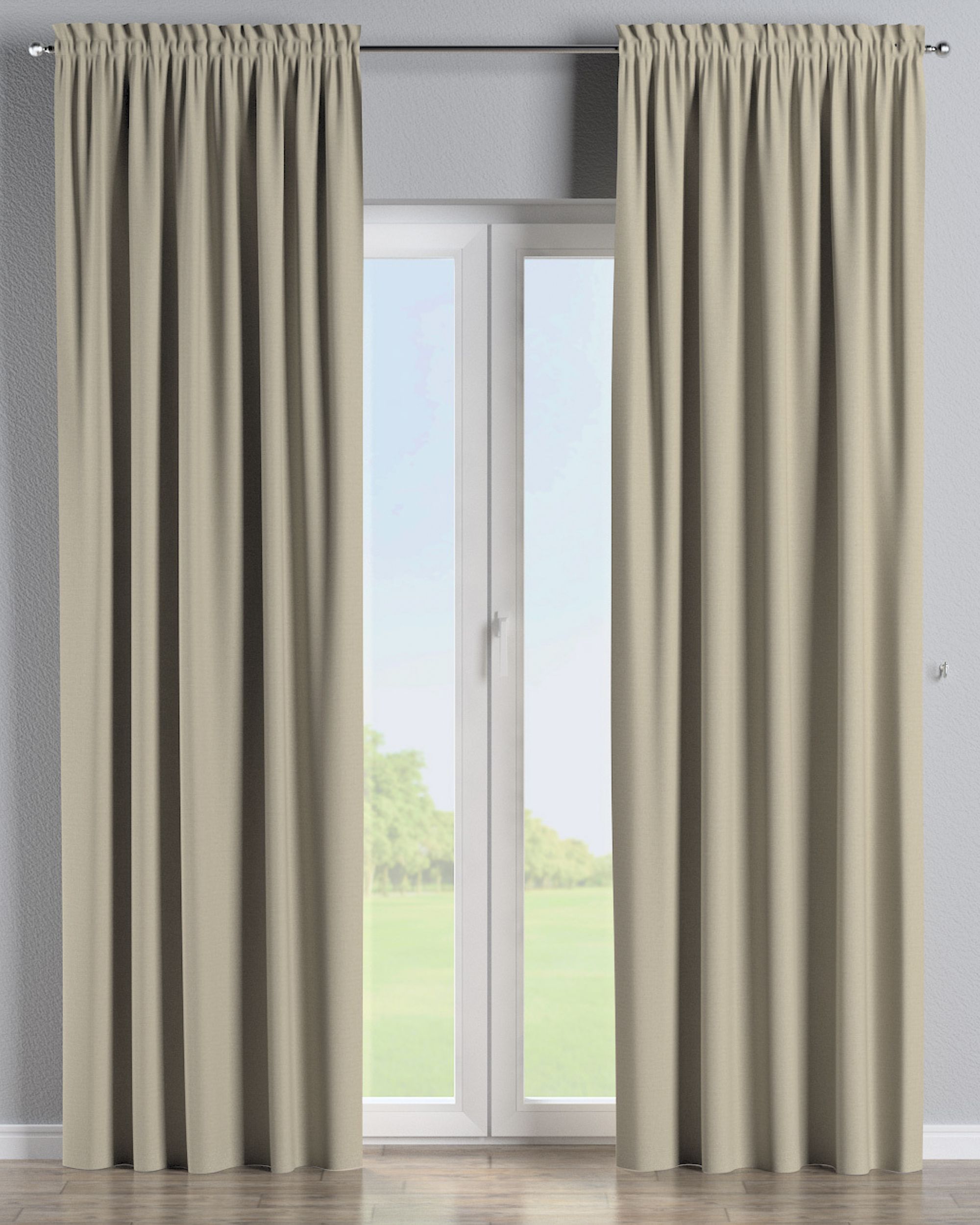 Vorhang mit Tunnel und Köpfchen Farbe beige Stoff outdoor, strukturiert