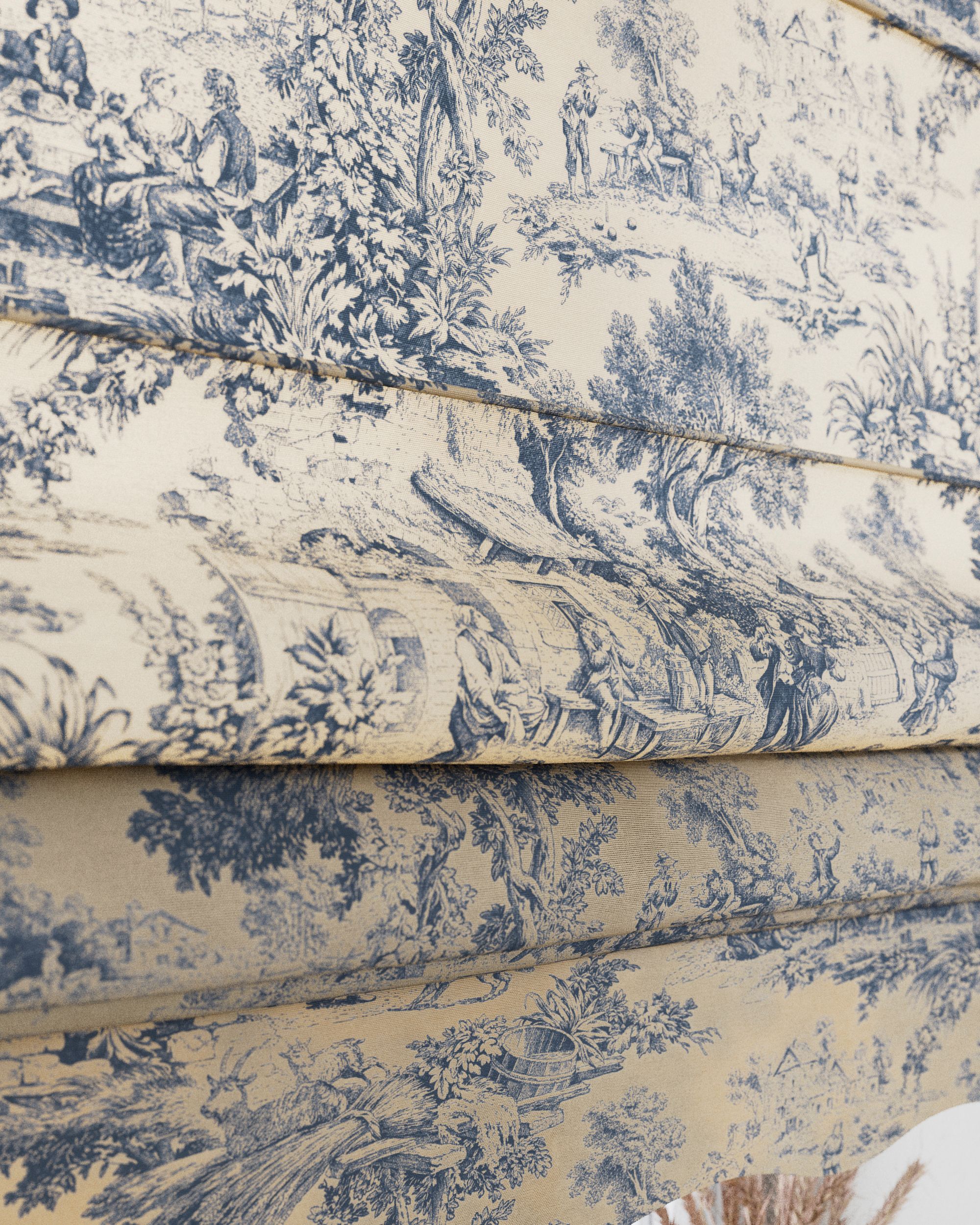 Raffrollo Firenze Farbe dunkelblau Stoff gemustert (hover)