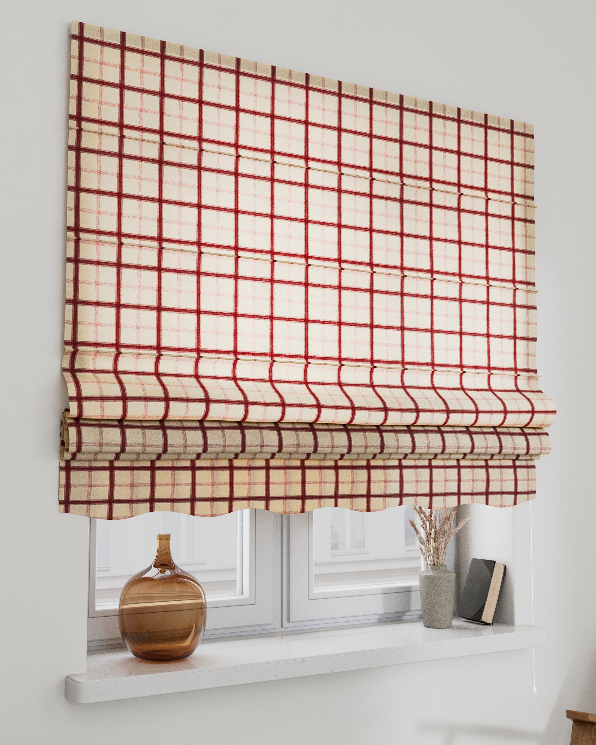 Raffrollo Firenze Farbe rot Stoff gemustert