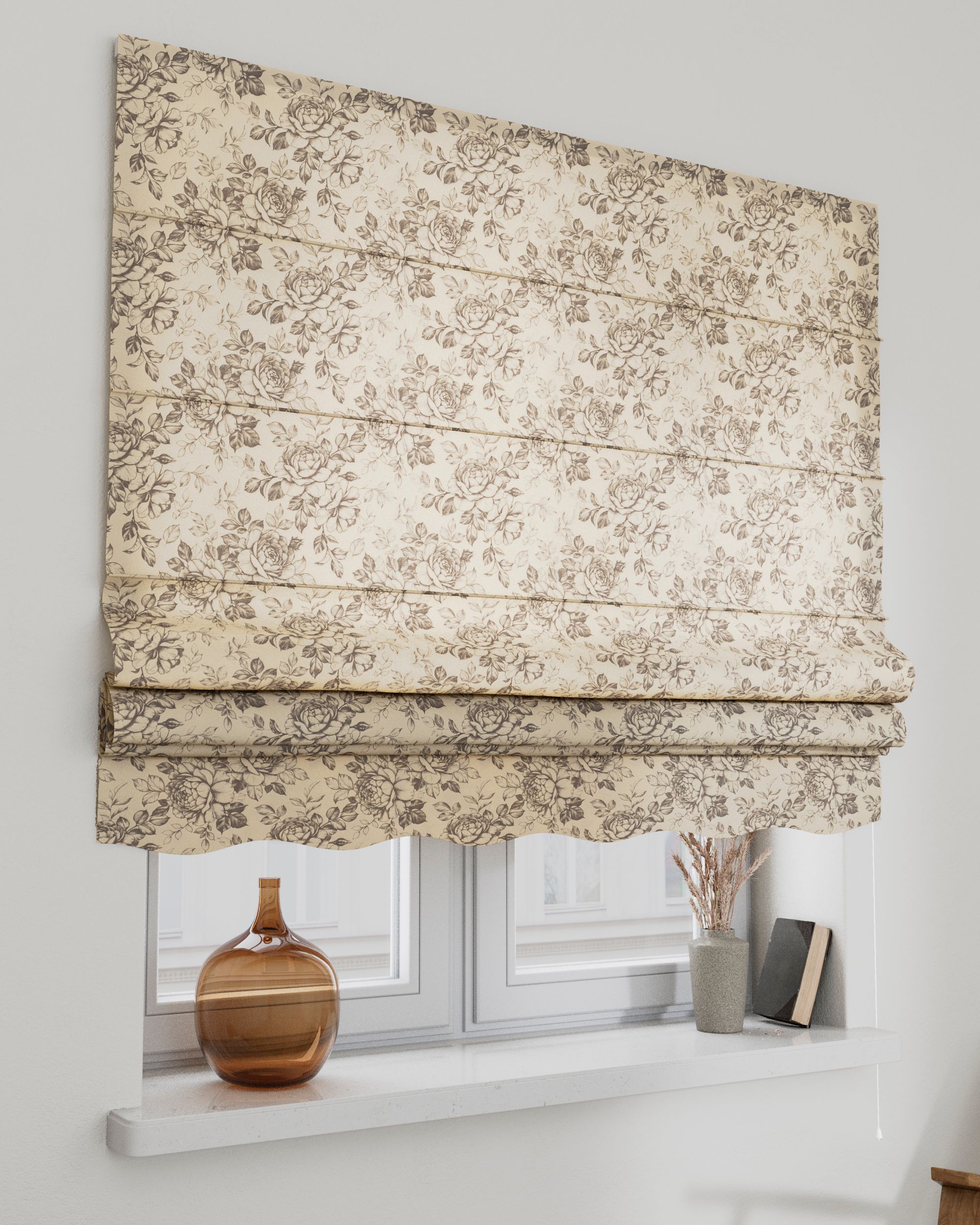 Raffrollo Firenze Farbe braun Stoff gemustert