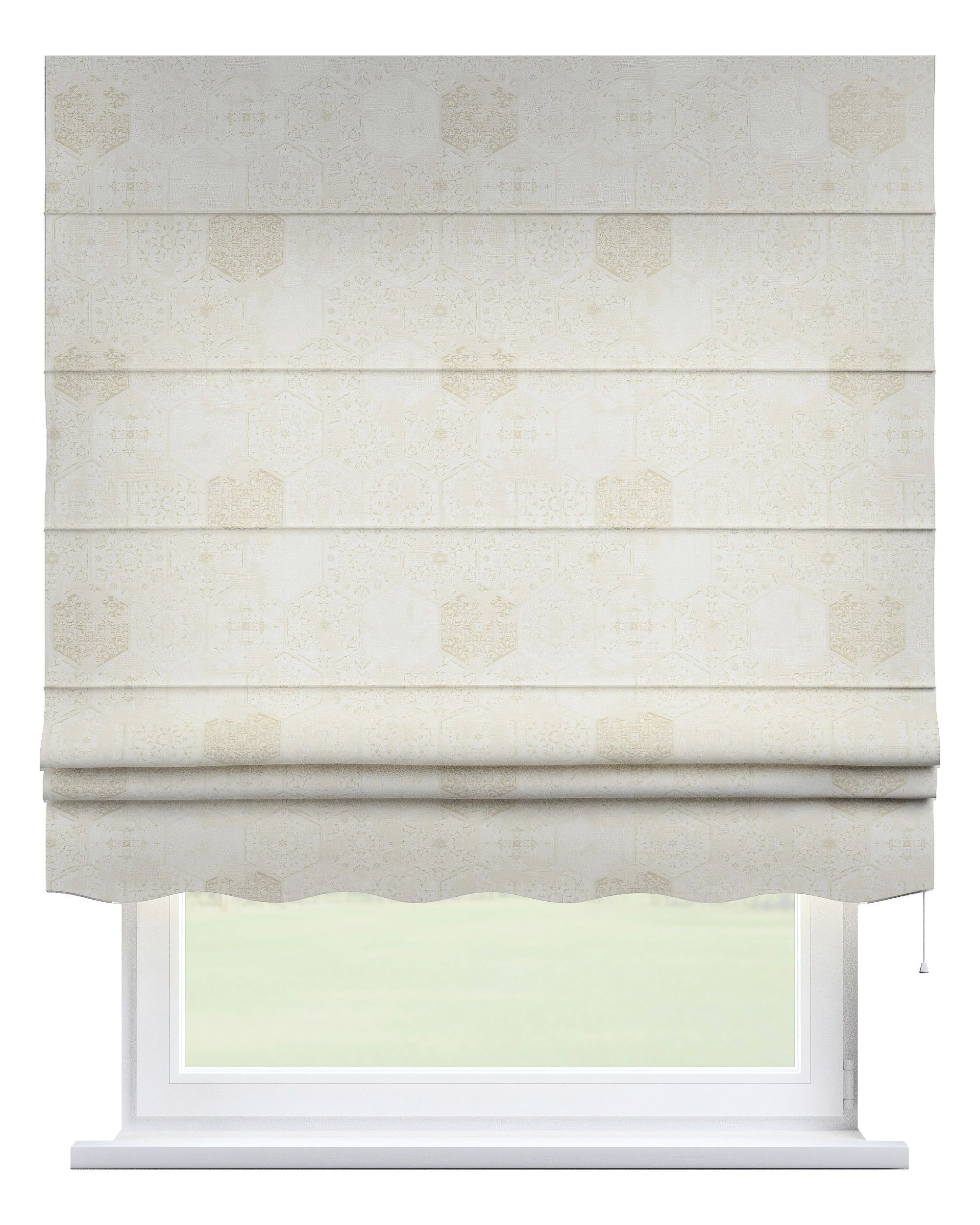 Raffrollo Firenze Farbe creme Stoff glänzend, strukturiert, gemustert