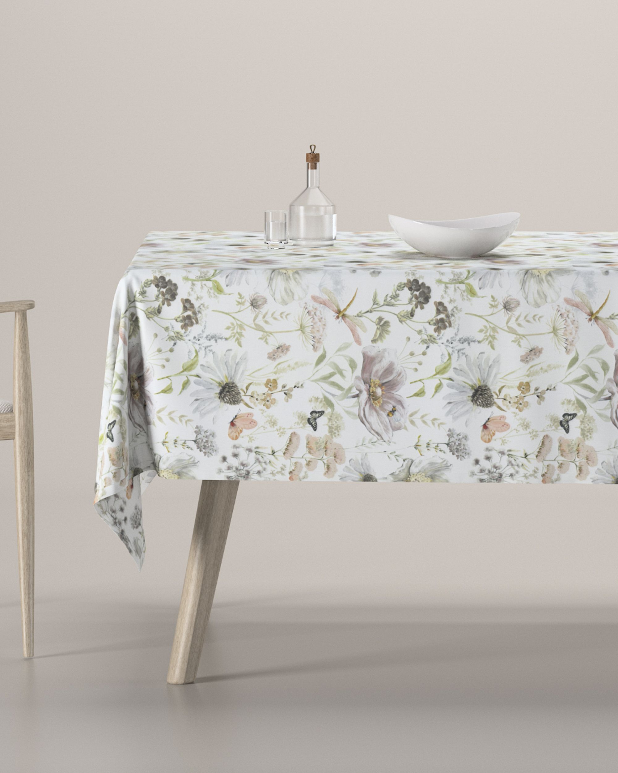 Rechteckige Tischdecke Farbe weiß Stoff gemustert