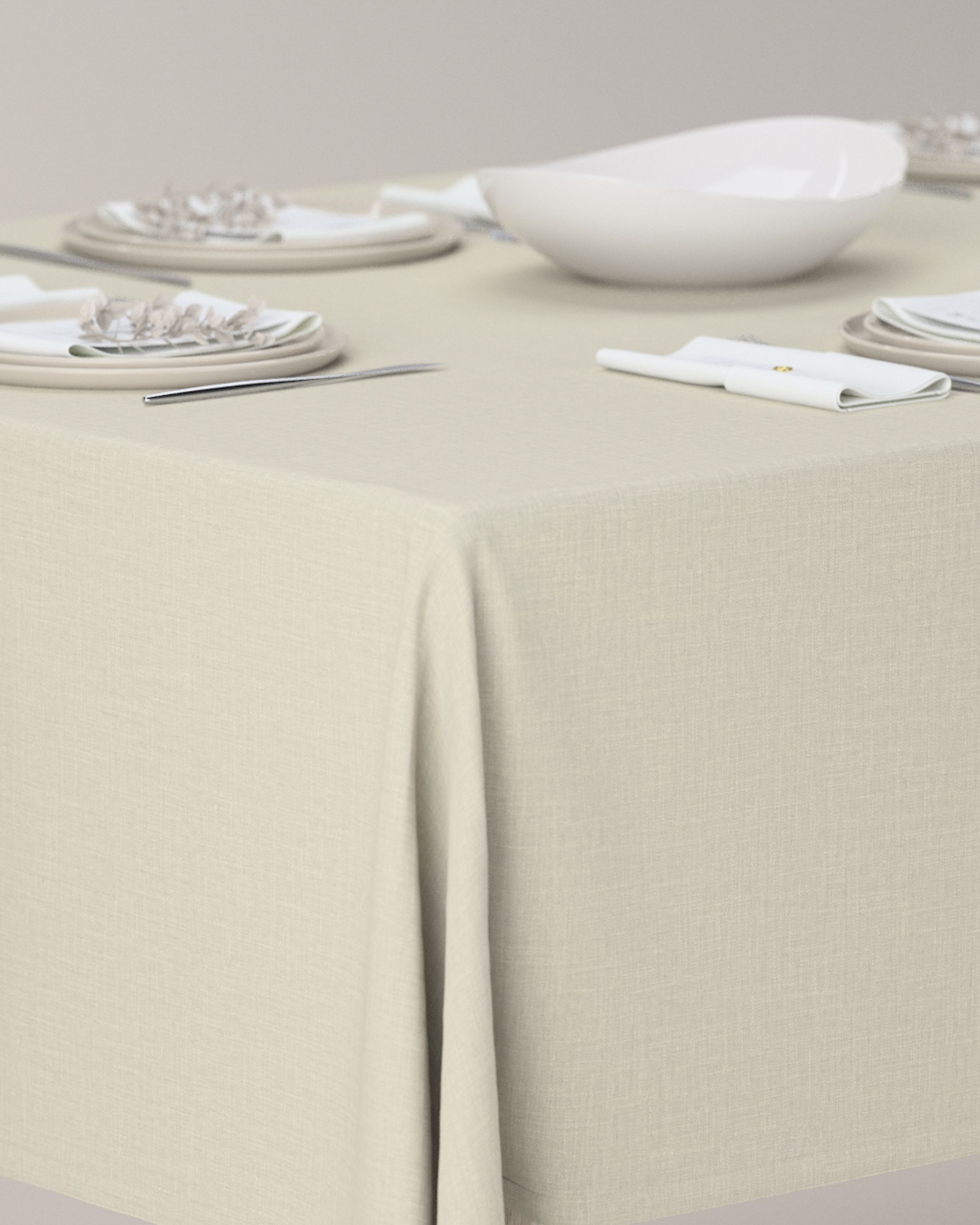 Rechteckige Tischdecke Farbe grau Stoff strukturiert (hover)