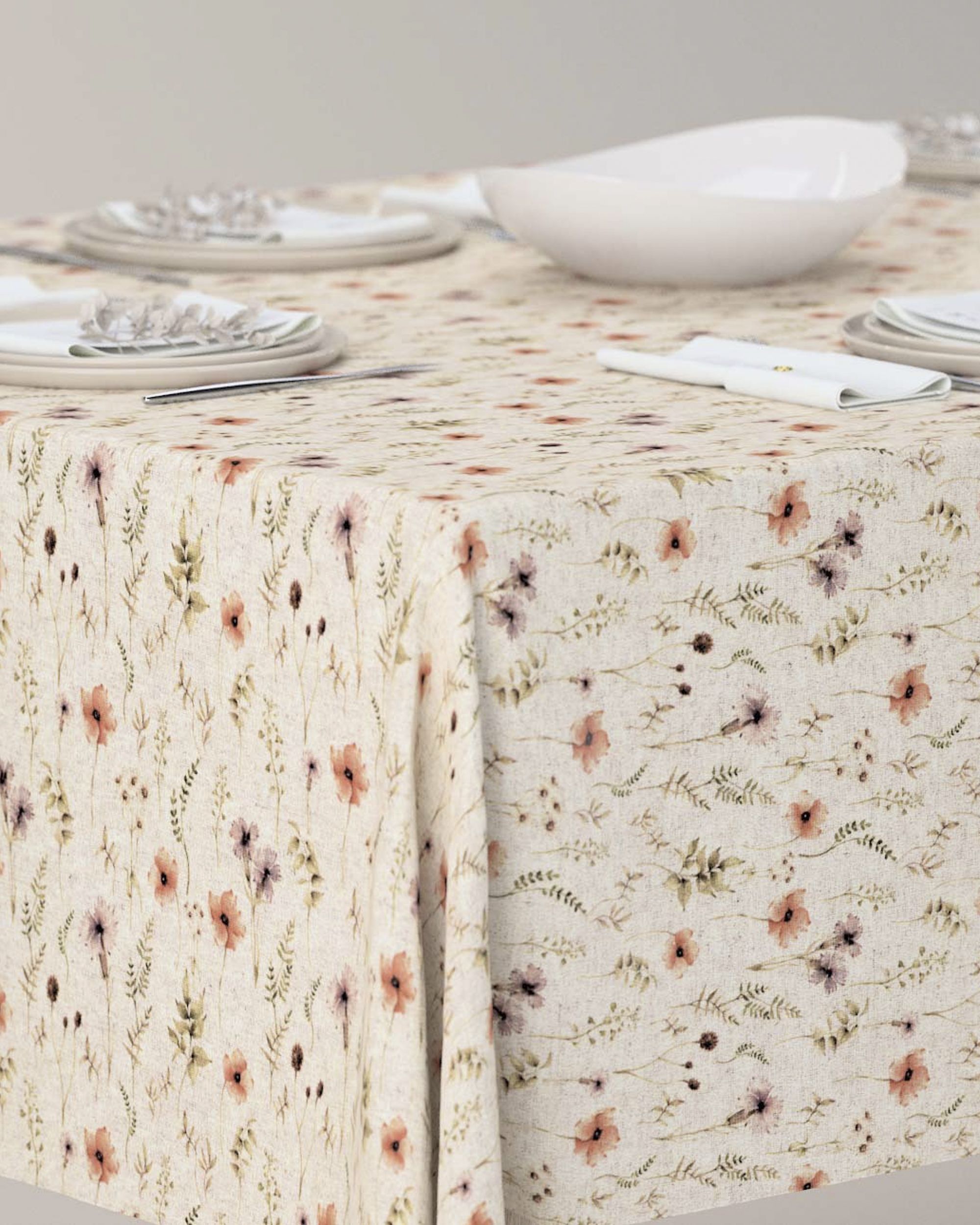 Rechteckige Tischdecke Farbe bunt Stoff strukturiert, gemustert (hover)