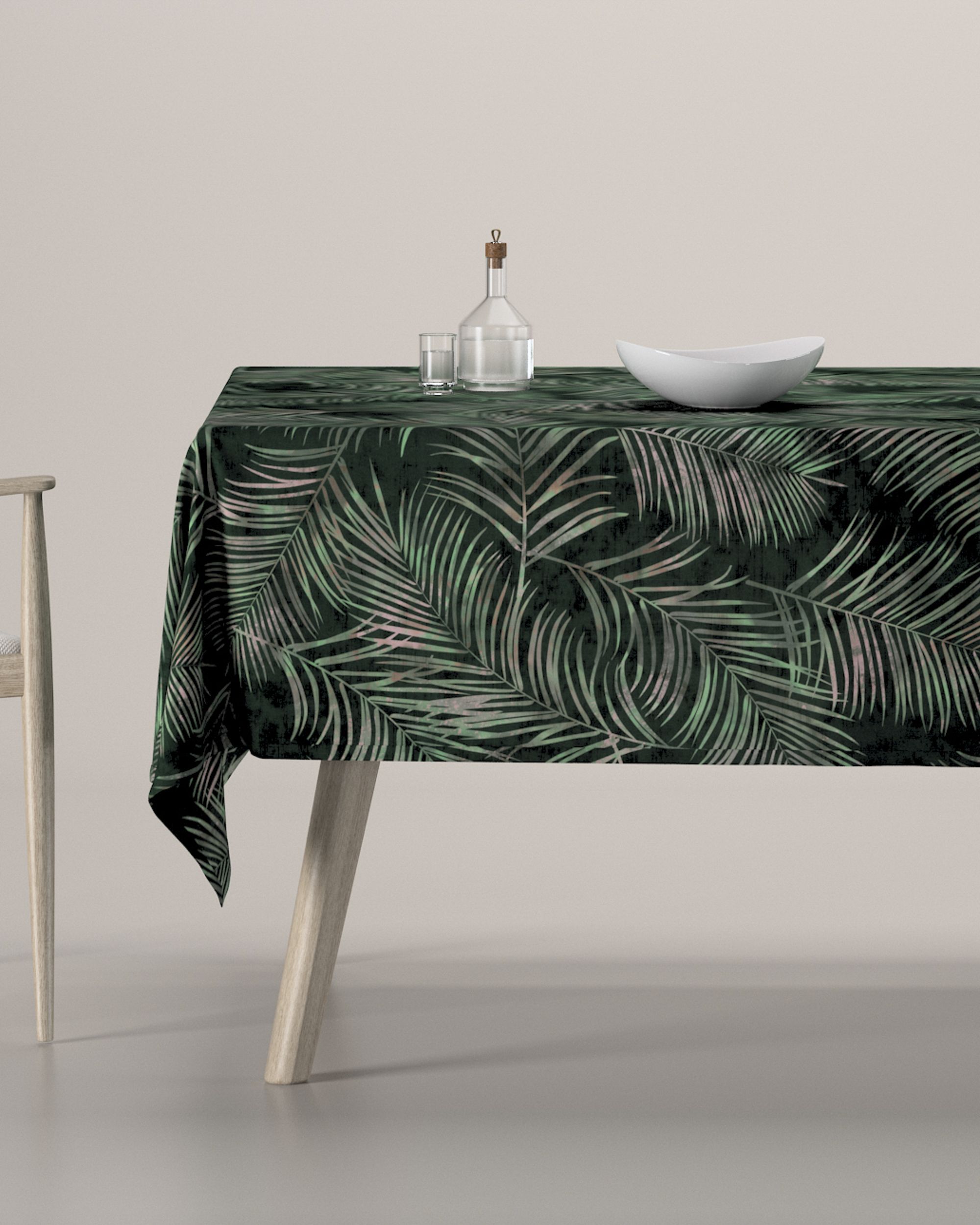 Rechteckige Tischdecke Farbe grün Stoff samt, gemustert
