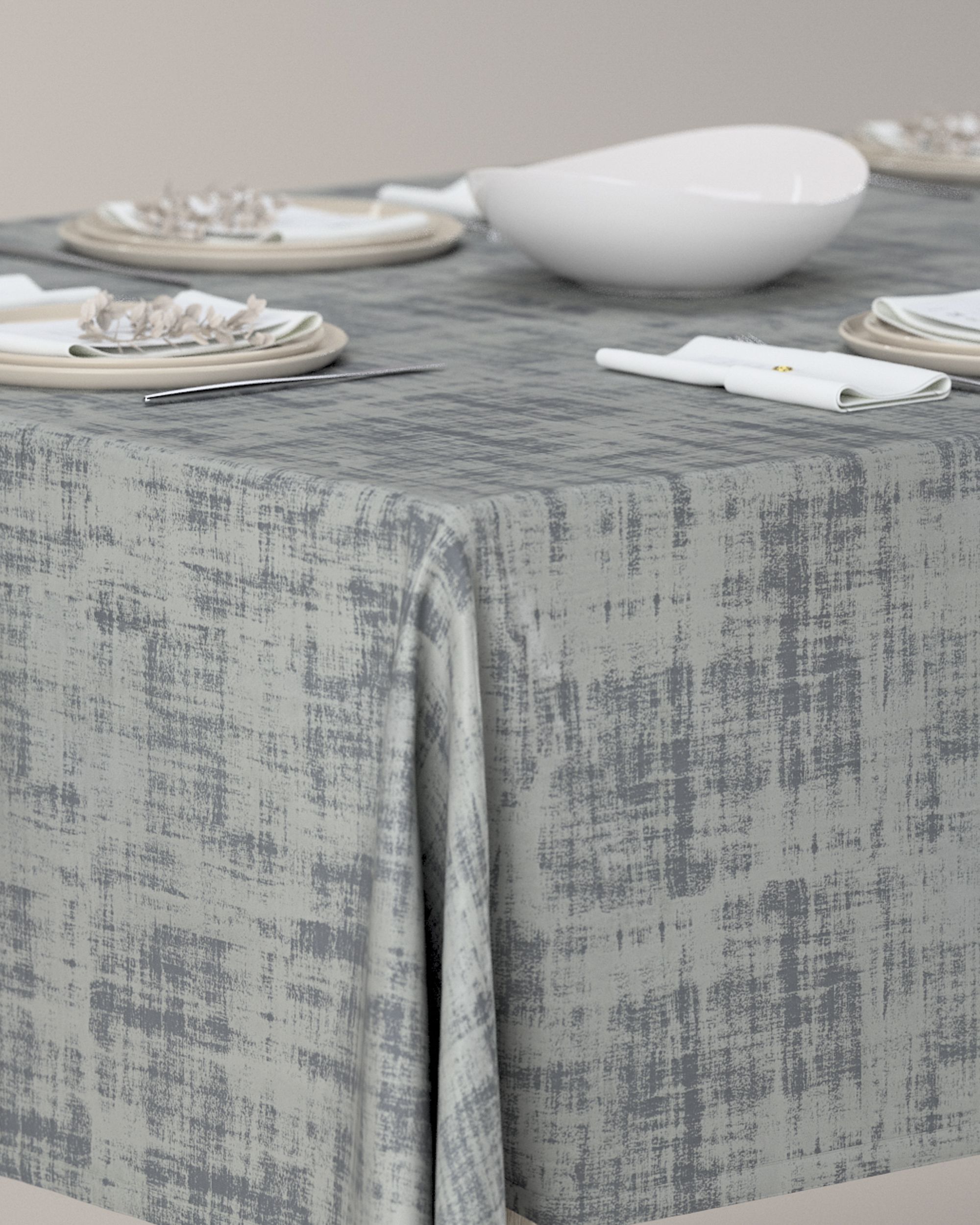 Rechteckige Tischdecke Farbe grau Stoff glänzend, samt (hover)
