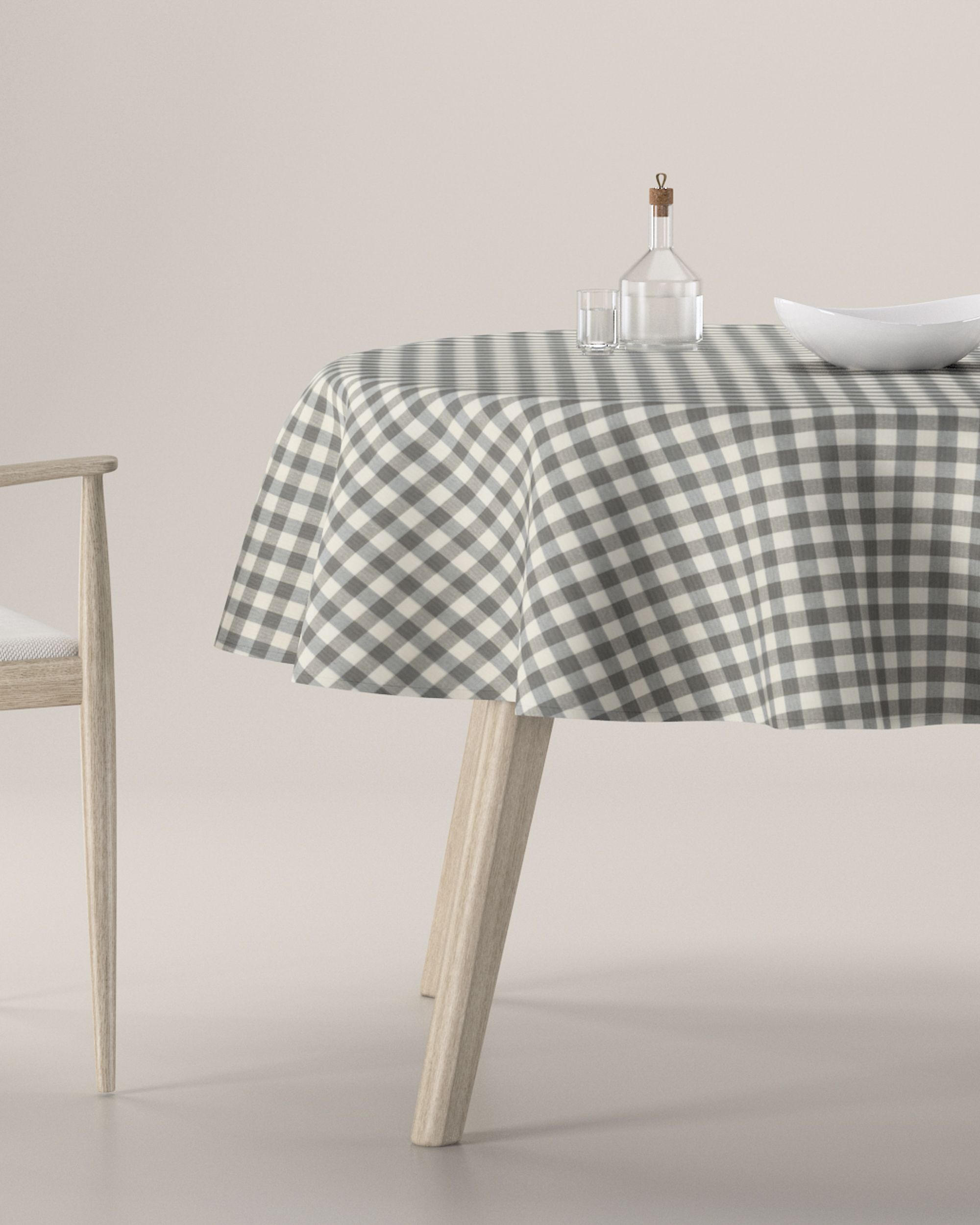 Runde Tischdecke Farbe grau Stoff gemustert