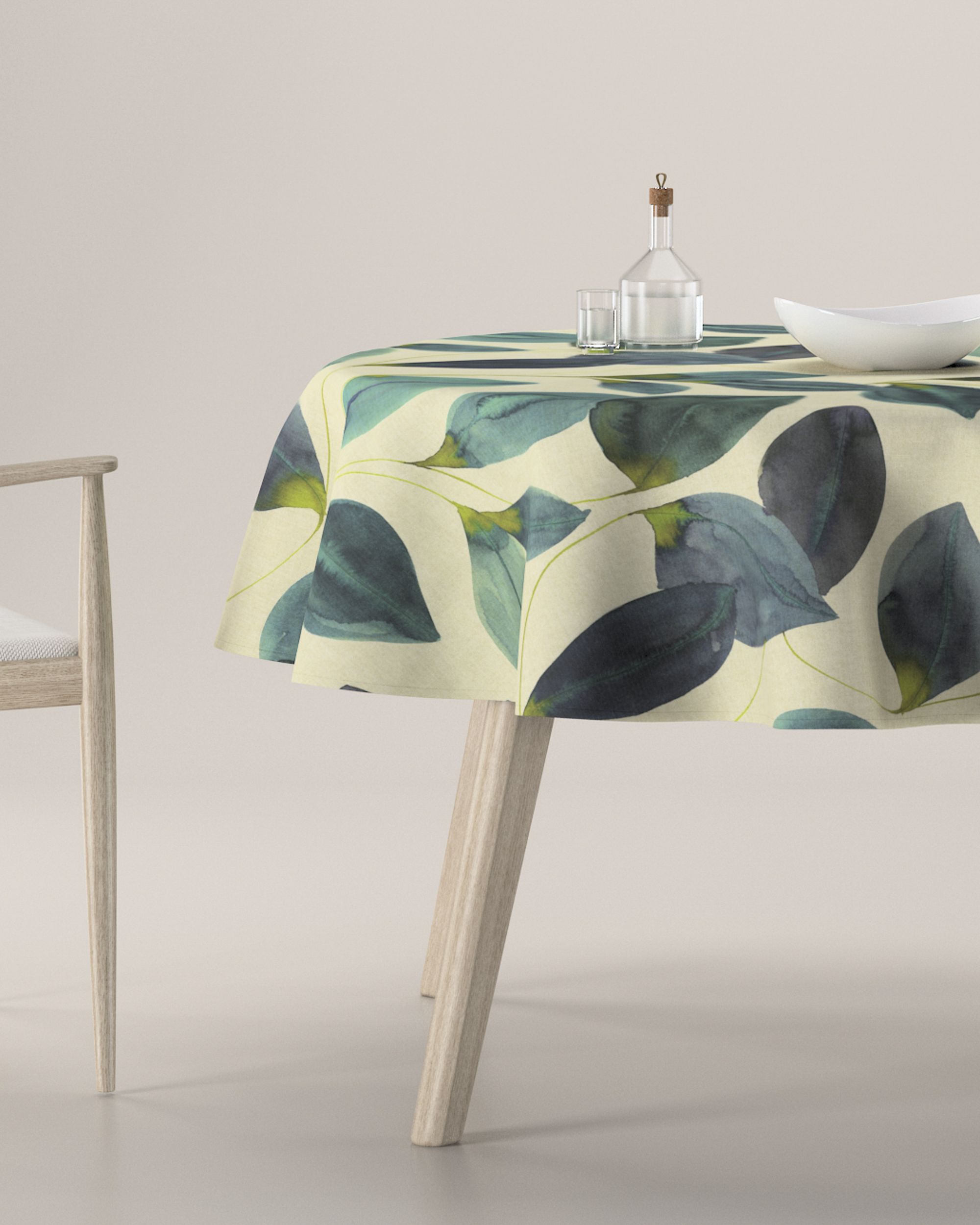 Runde Tischdecke Farbe grün Stoff gemustert