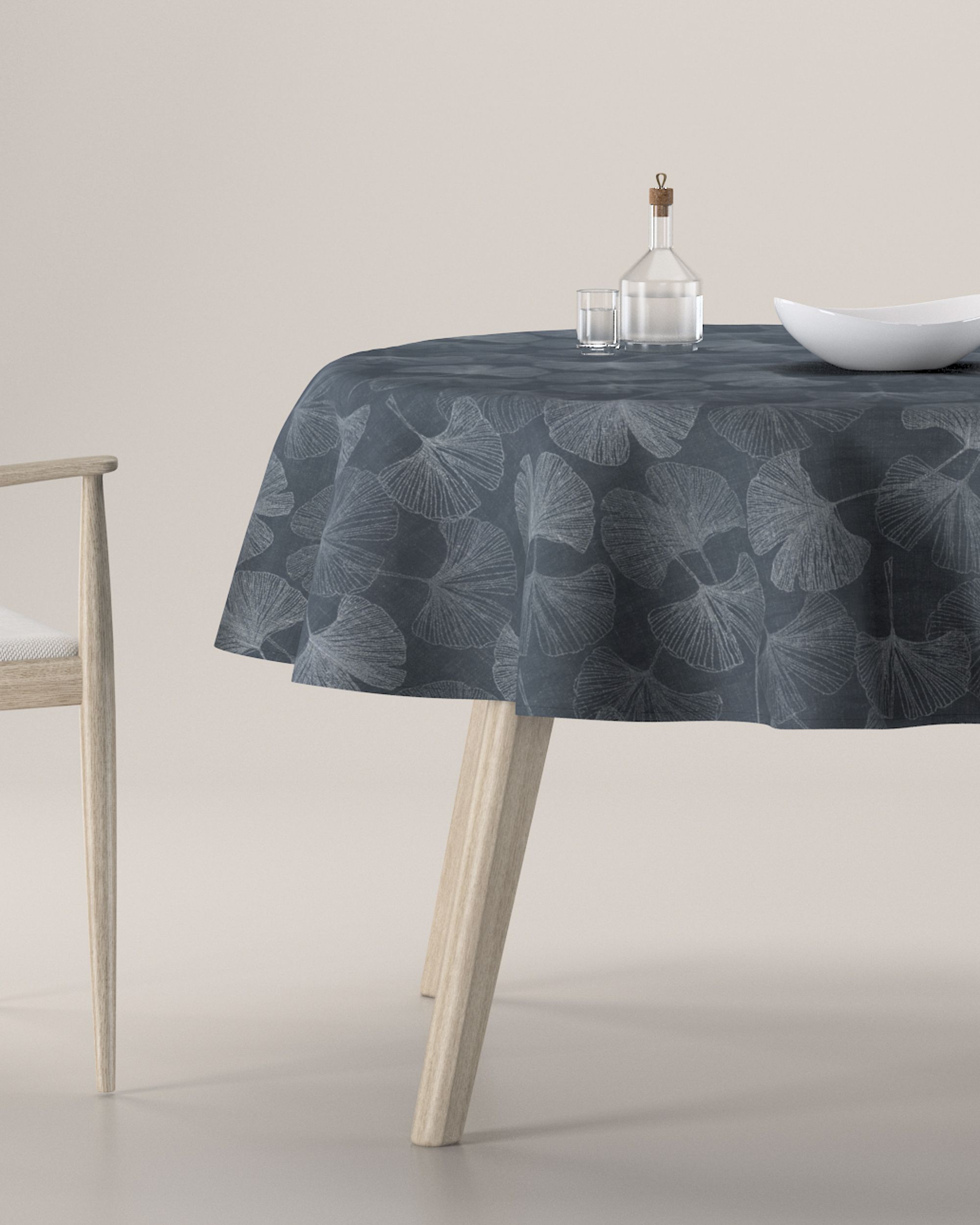 Runde Tischdecke Farbe grau Stoff glänzend, gemustert