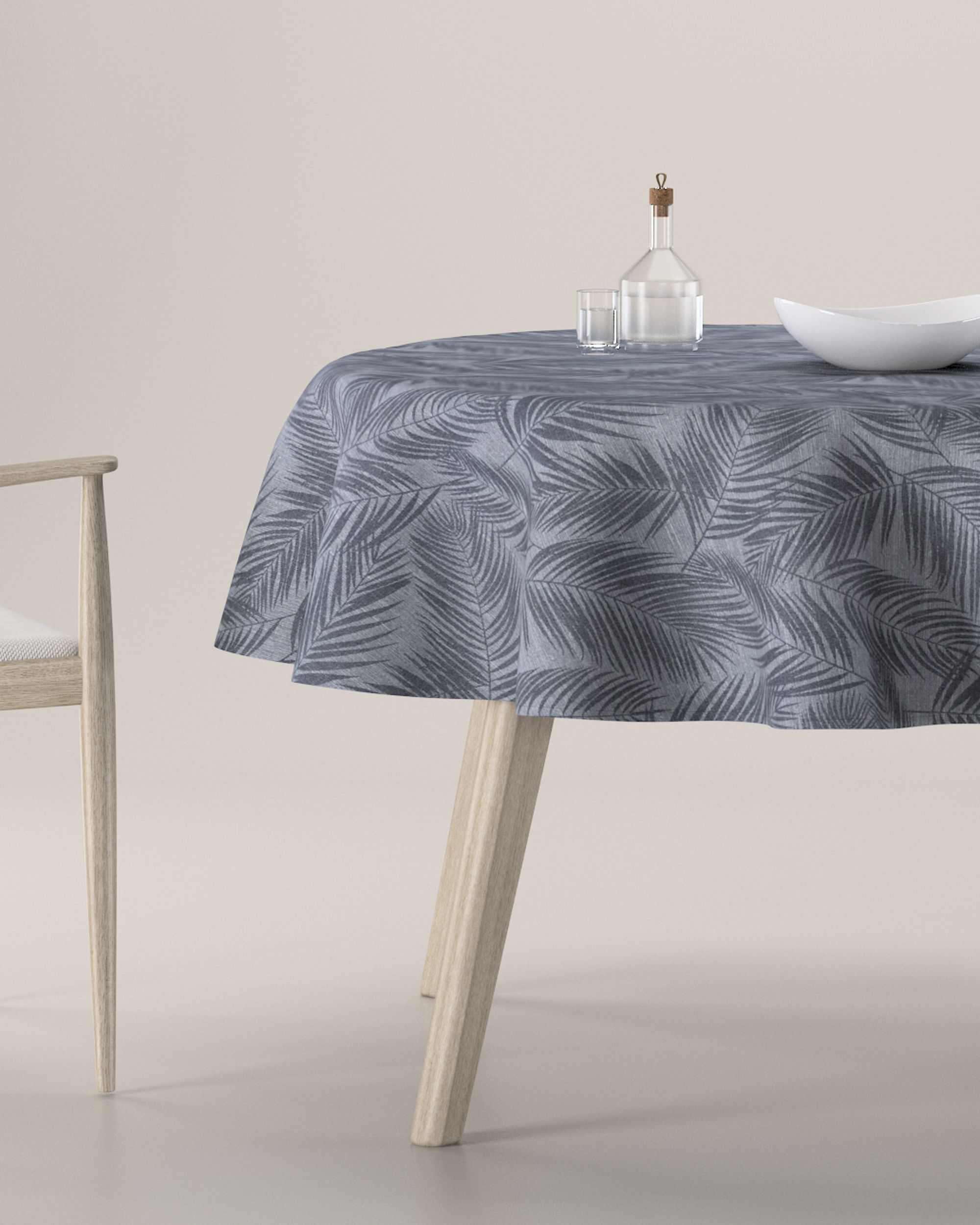 Runde Tischdecke Farbe grau Stoff glänzend, gemustert