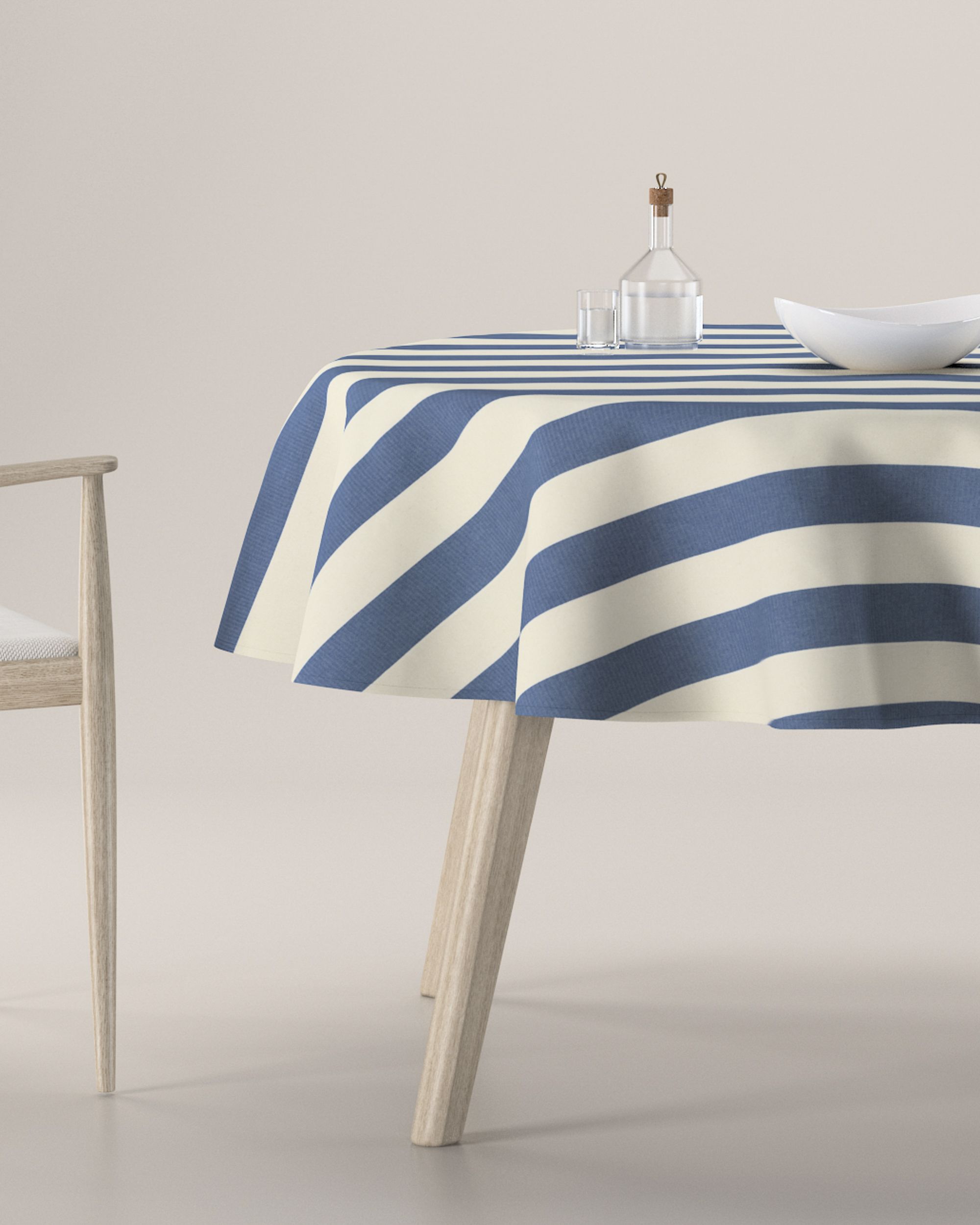 Runde Tischdecke Farbe blau Stoff gemustert