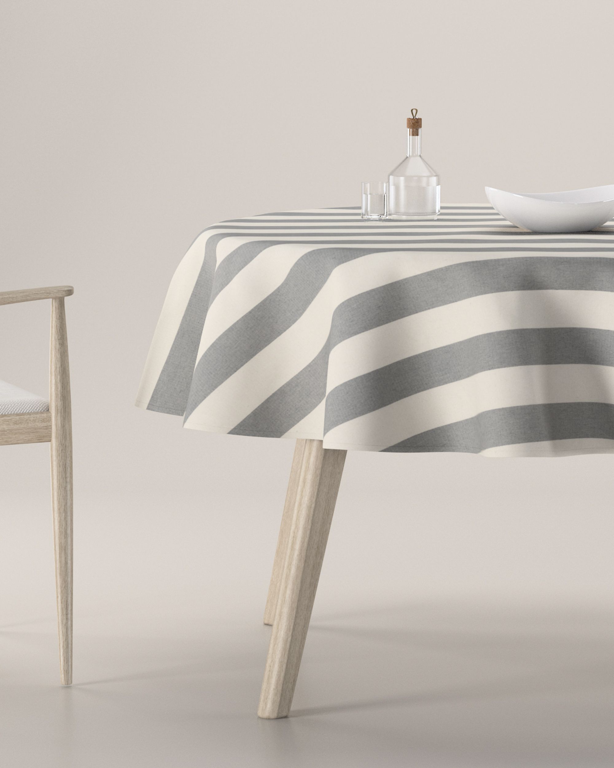 Runde Tischdecke Farbe grau Stoff gemustert