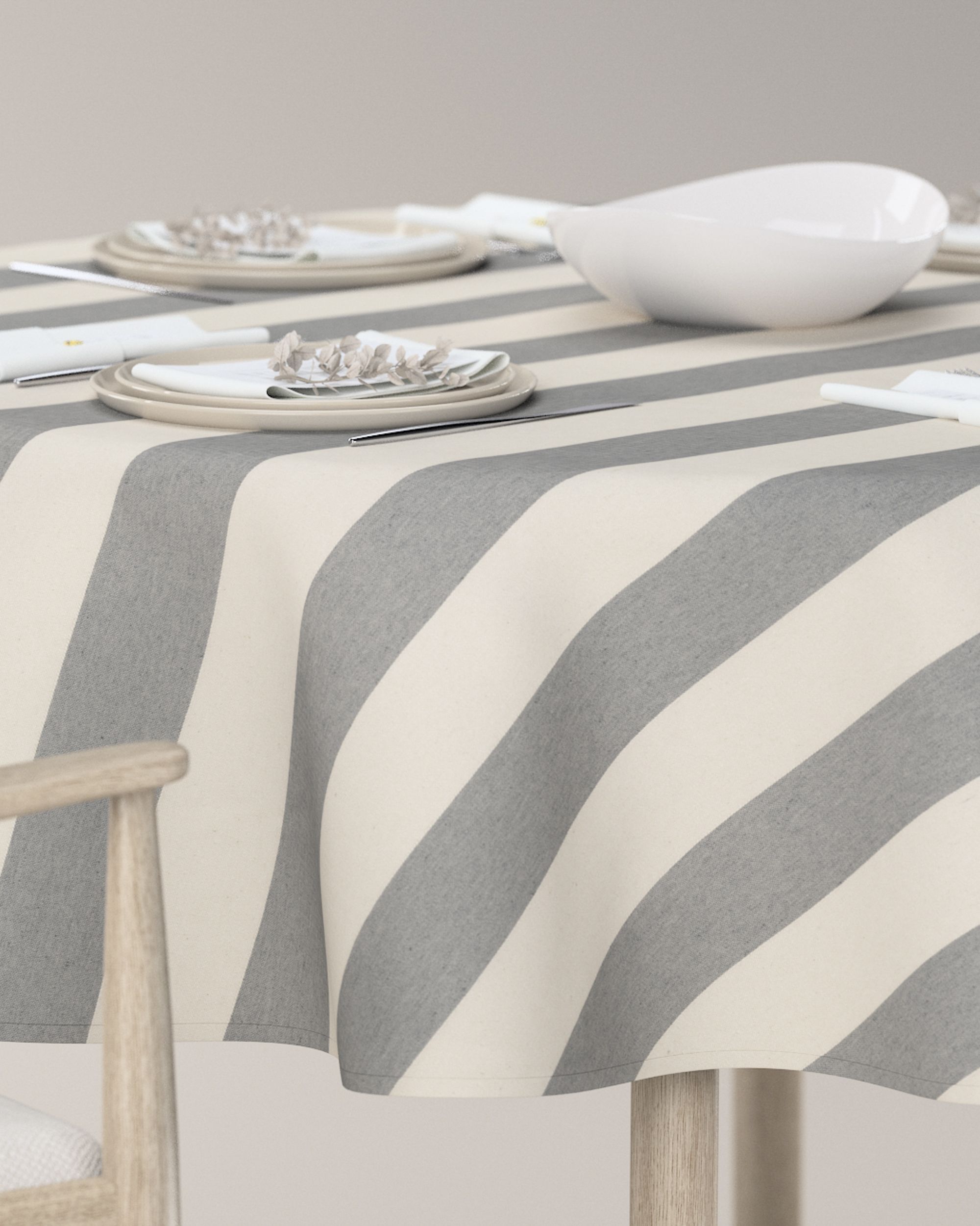 Runde Tischdecke Farbe grau Stoff gemustert (hover)