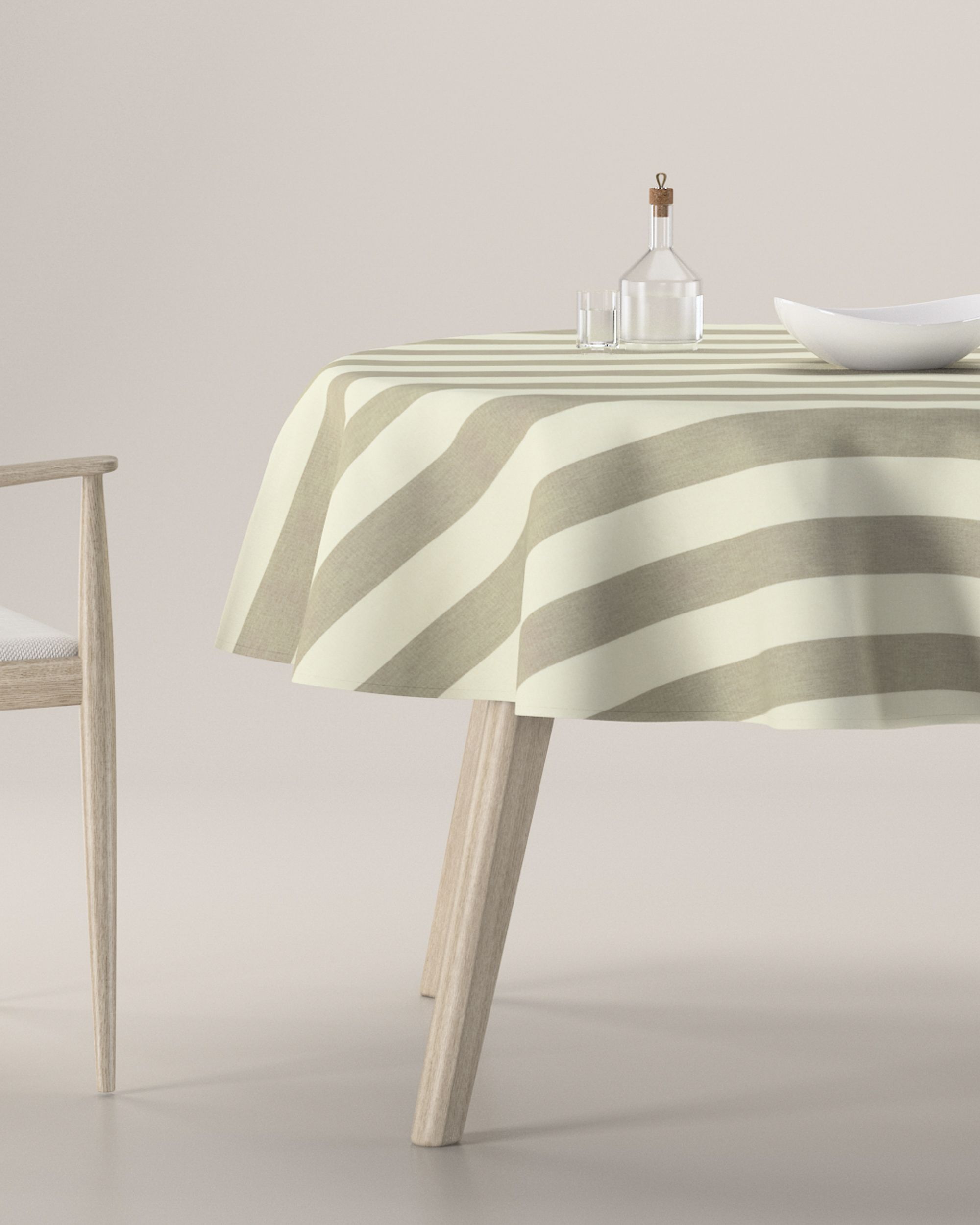 Runde Tischdecke Farbe beige Stoff gemustert