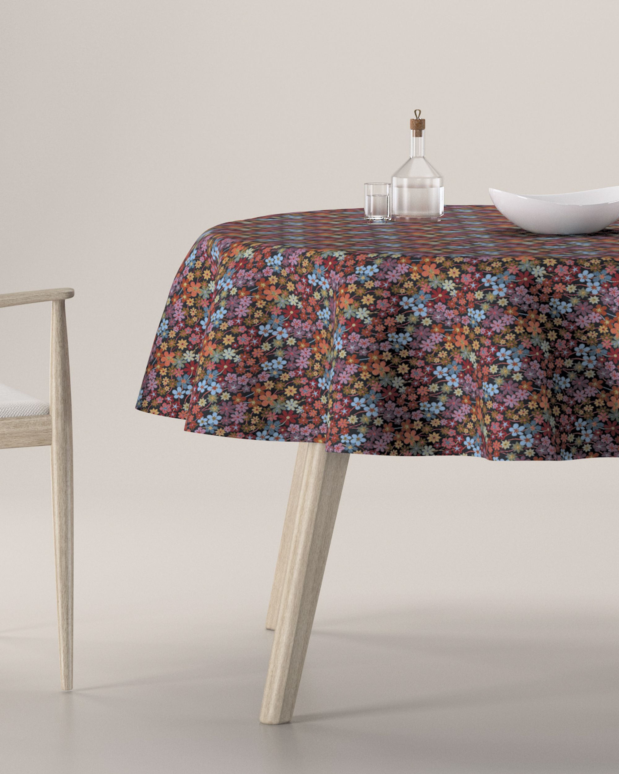 Runde Tischdecke Farbe bunt Stoff strukturiert, gemustert