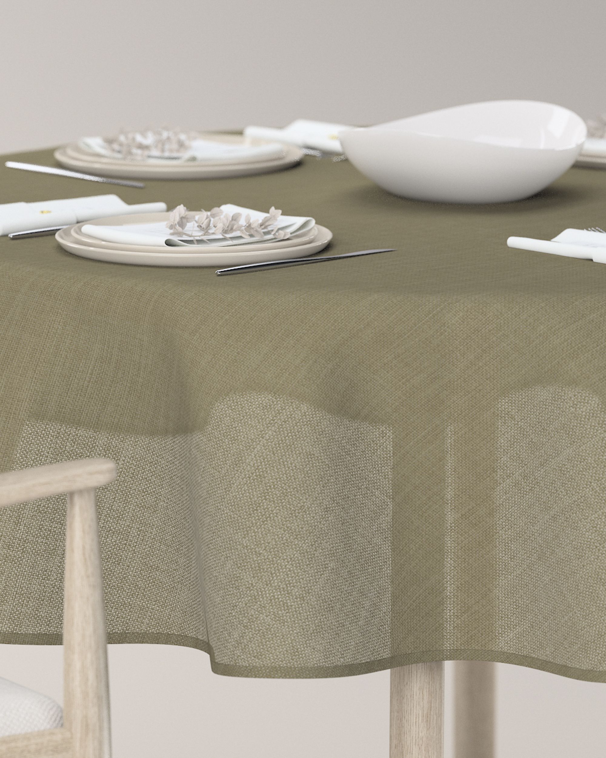 Runde Tischdecke Farbe braun Stoff strukturiert (hover)