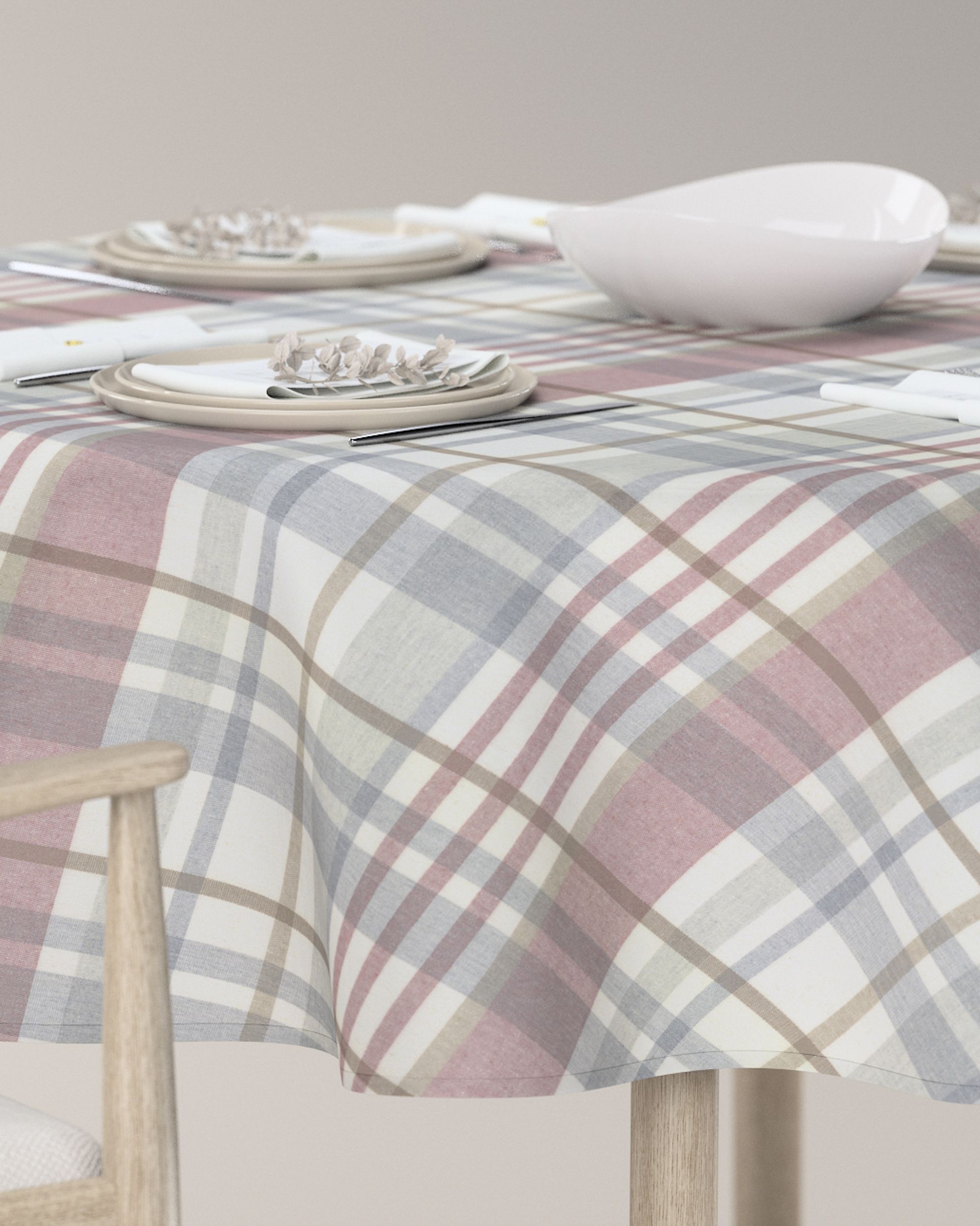 Runde Tischdecke Farbe grau Stoff gemustert (hover)