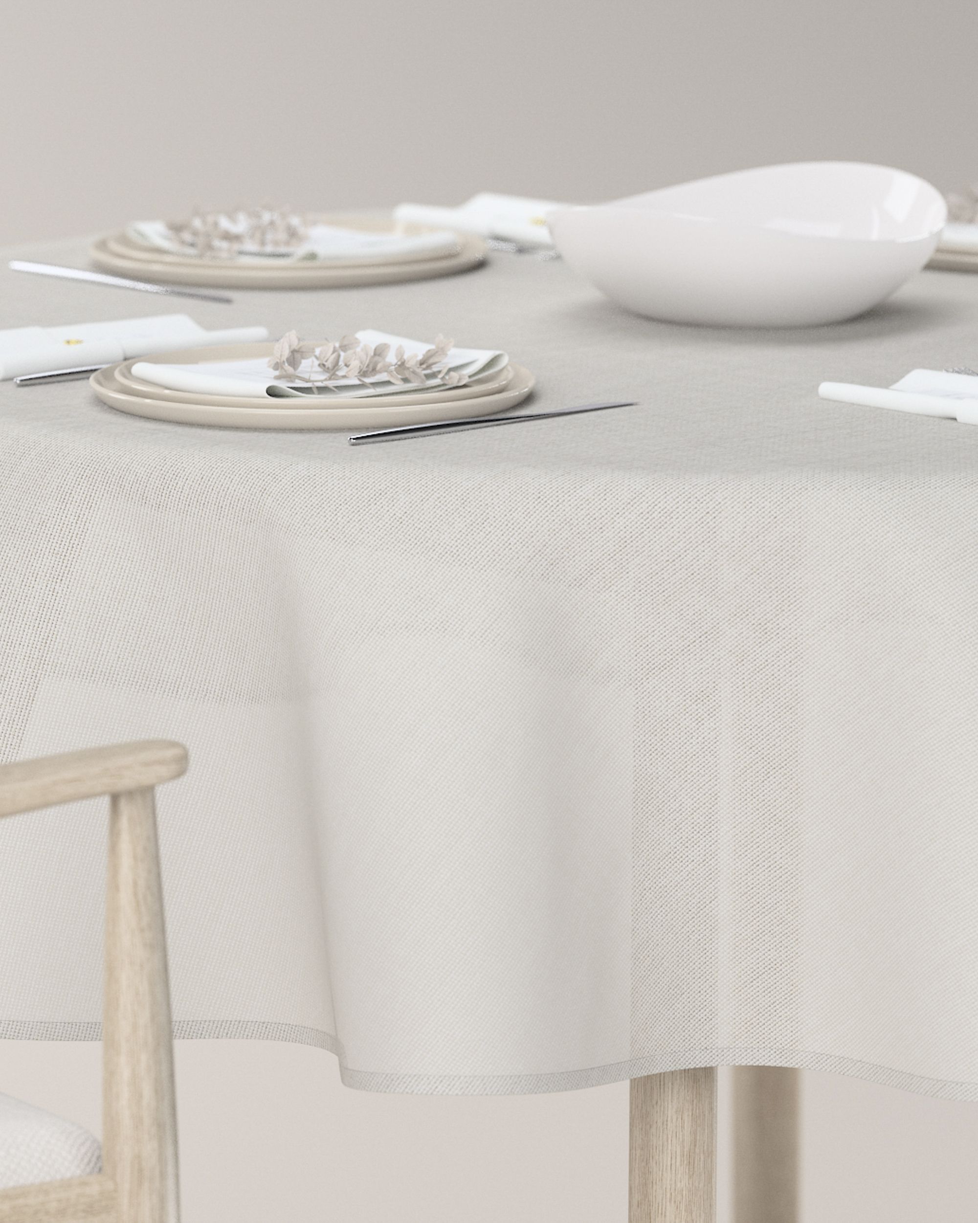 Runde Tischdecke Farbe weiß Stoff strukturiert (hover)