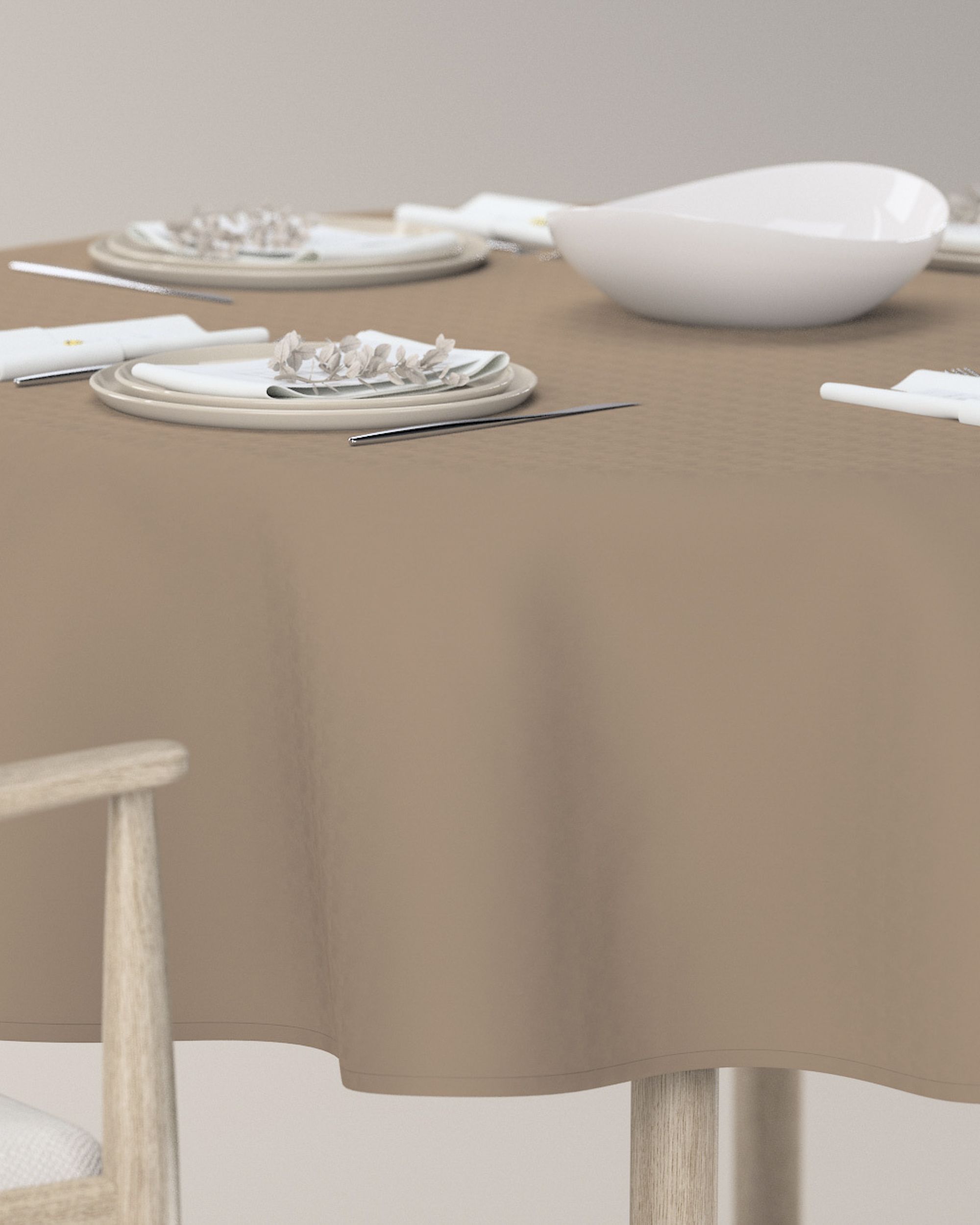 Runde Tischdecke Farbe beige (hover)