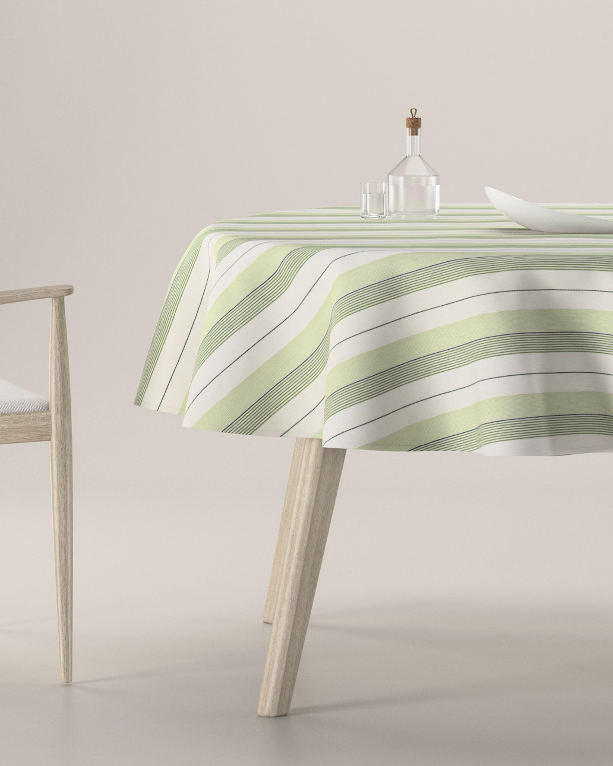 Runde Tischdecke Farbe grün Stoff strukturiert, gemustert