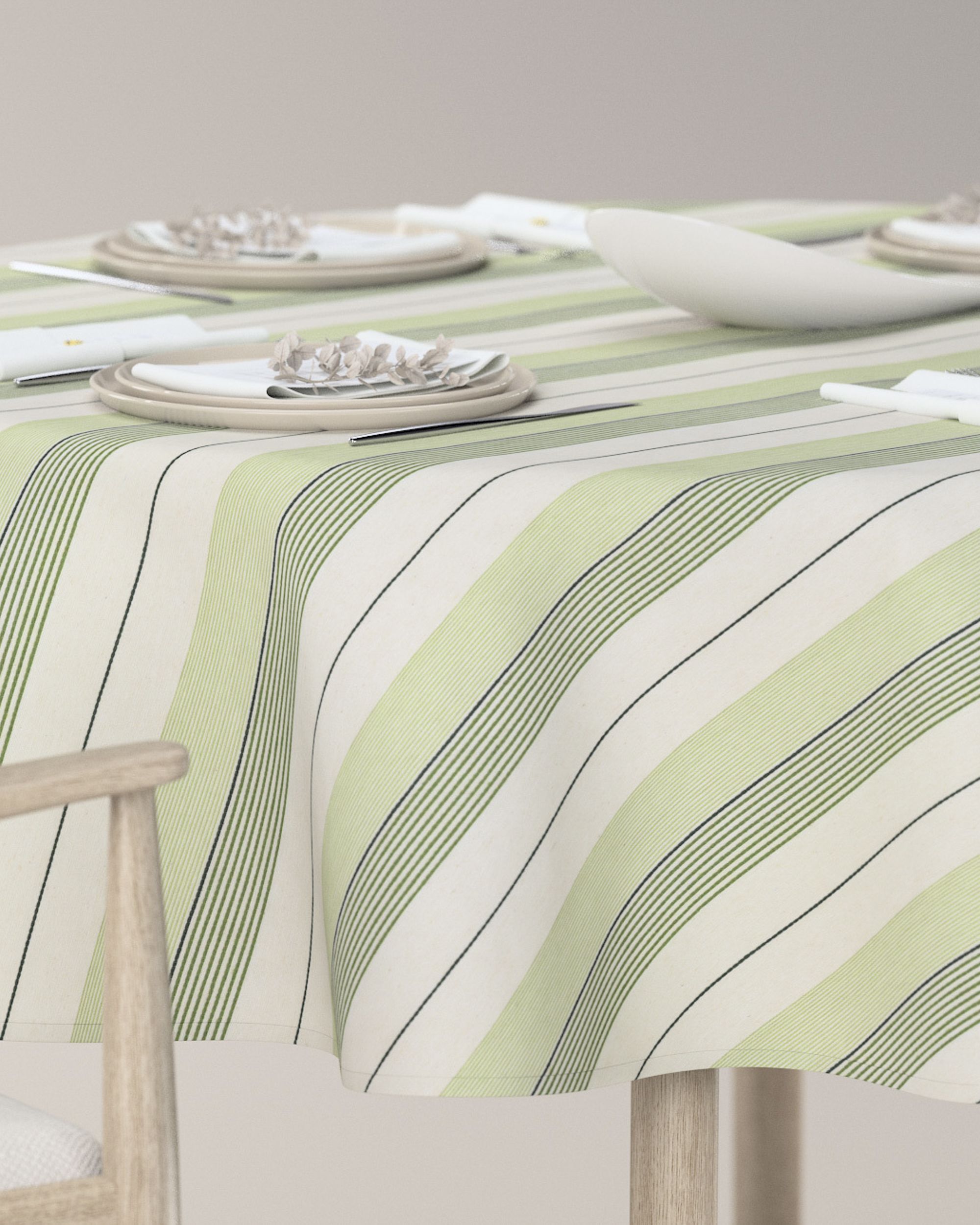 Runde Tischdecke Farbe grün Stoff strukturiert, gemustert (hover)