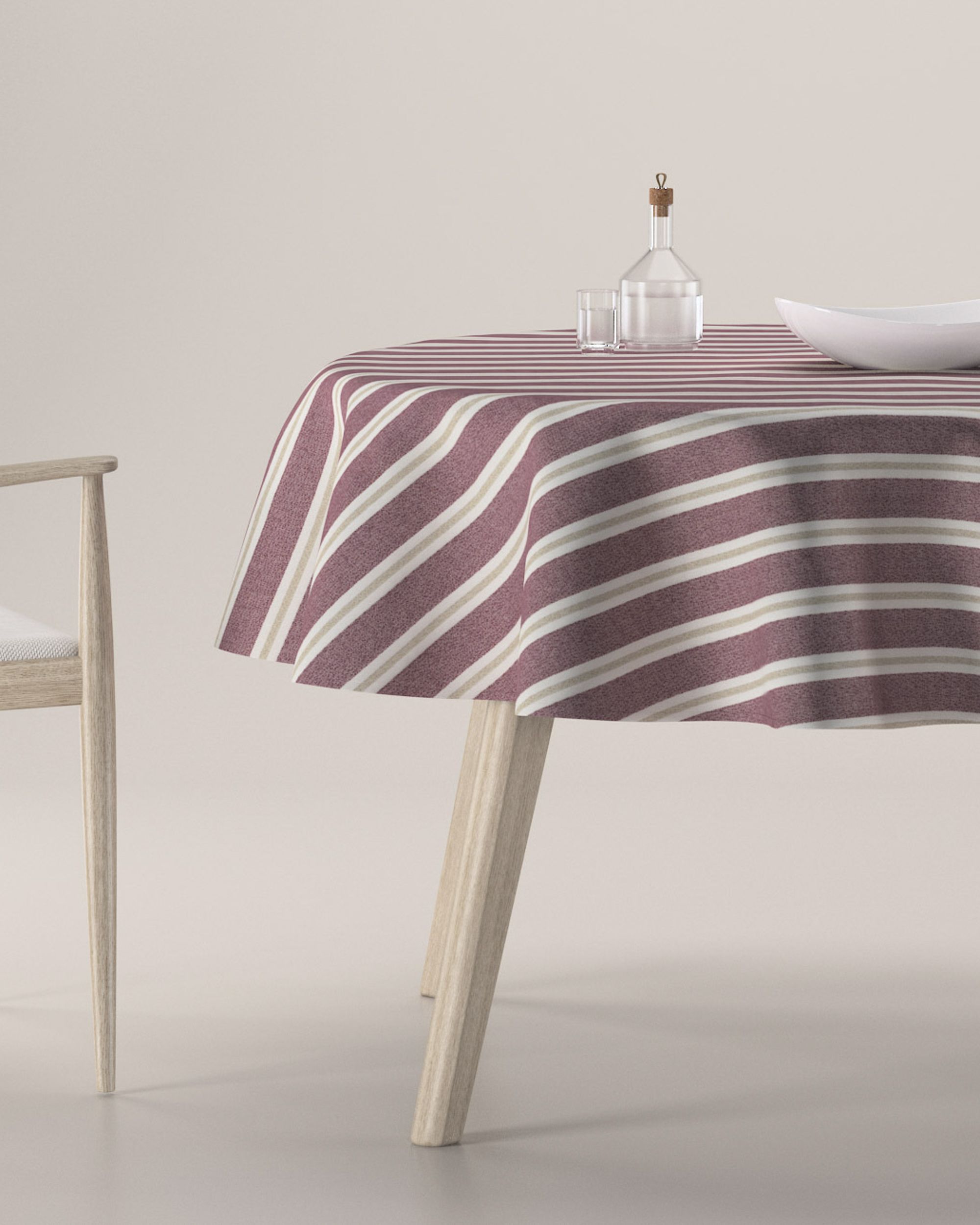 Runde Tischdecke Farbe rot Stoff strukturiert, gemustert