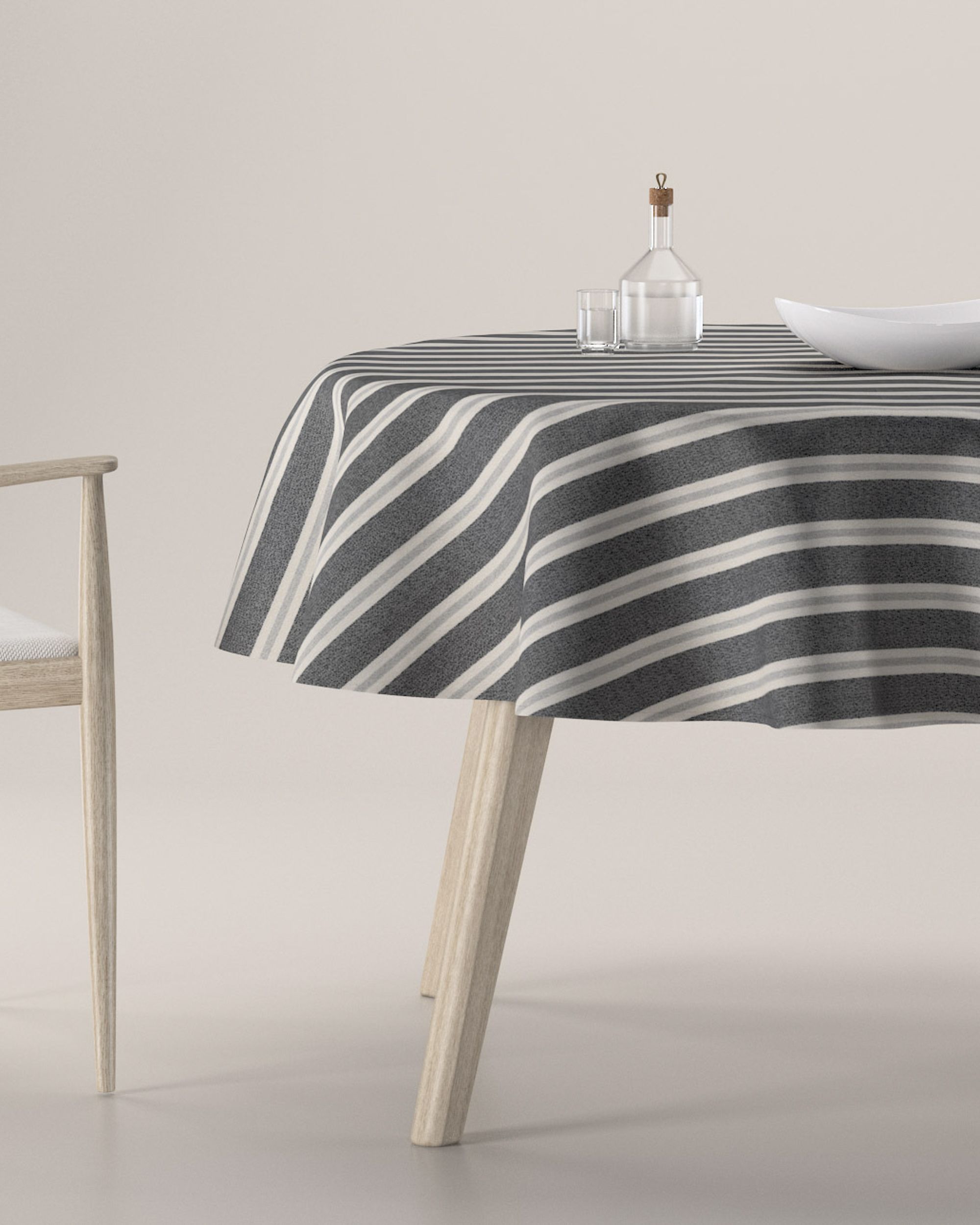 Runde Tischdecke Farbe schwarz Stoff strukturiert, gemustert