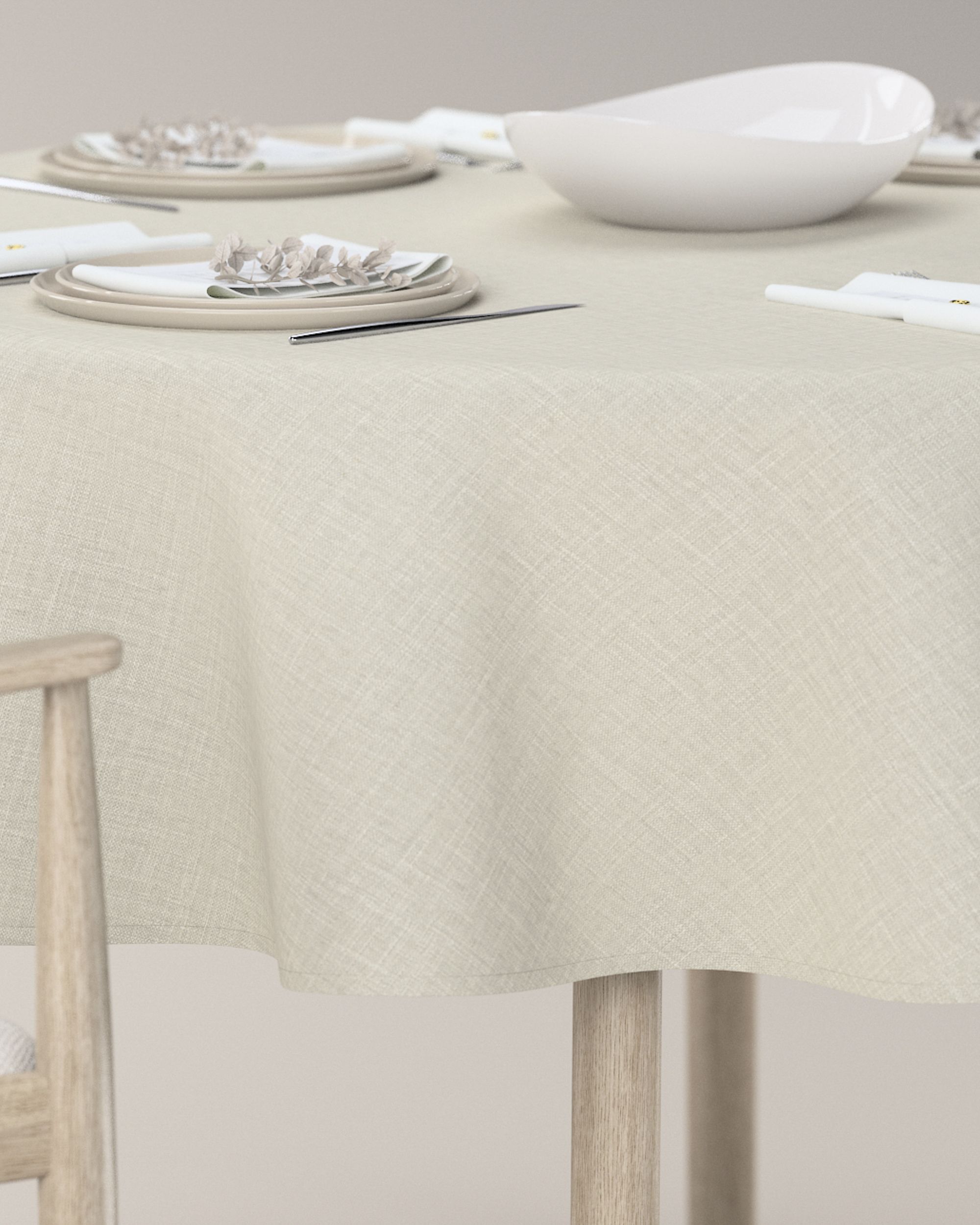 Runde Tischdecke Farbe grau Stoff strukturiert (hover)
