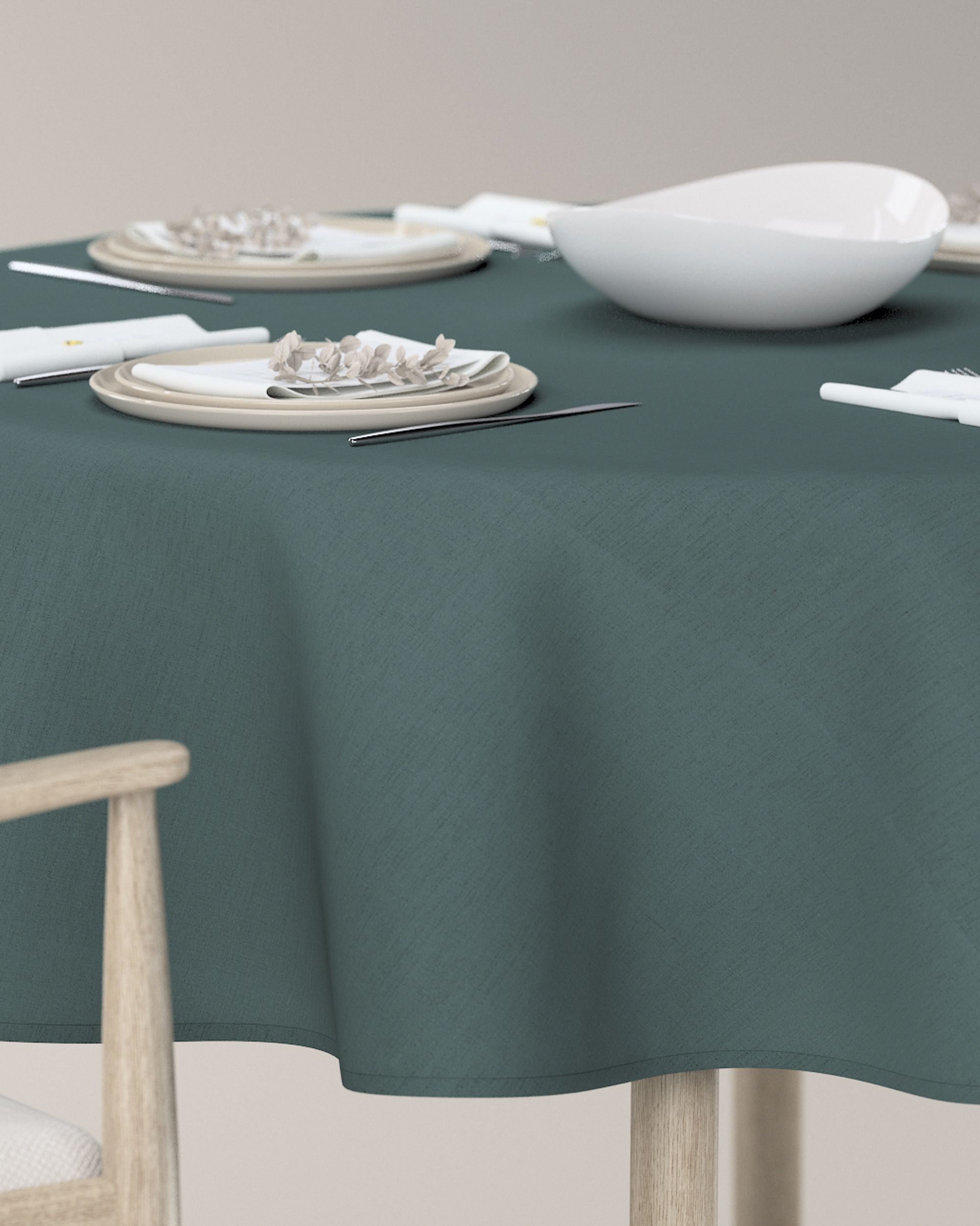 Runde Tischdecke Farbe grün Stoff halbtransparent, strukturiert (hover)
