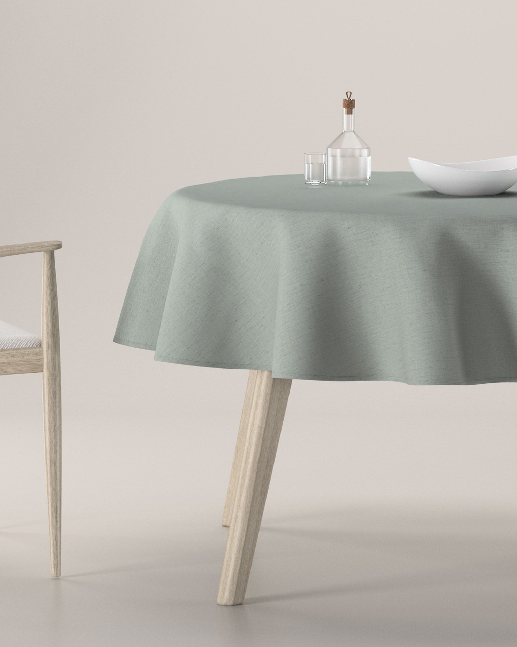 Runde Tischdecke Farbe grau Stoff halbtransparent, strukturiert