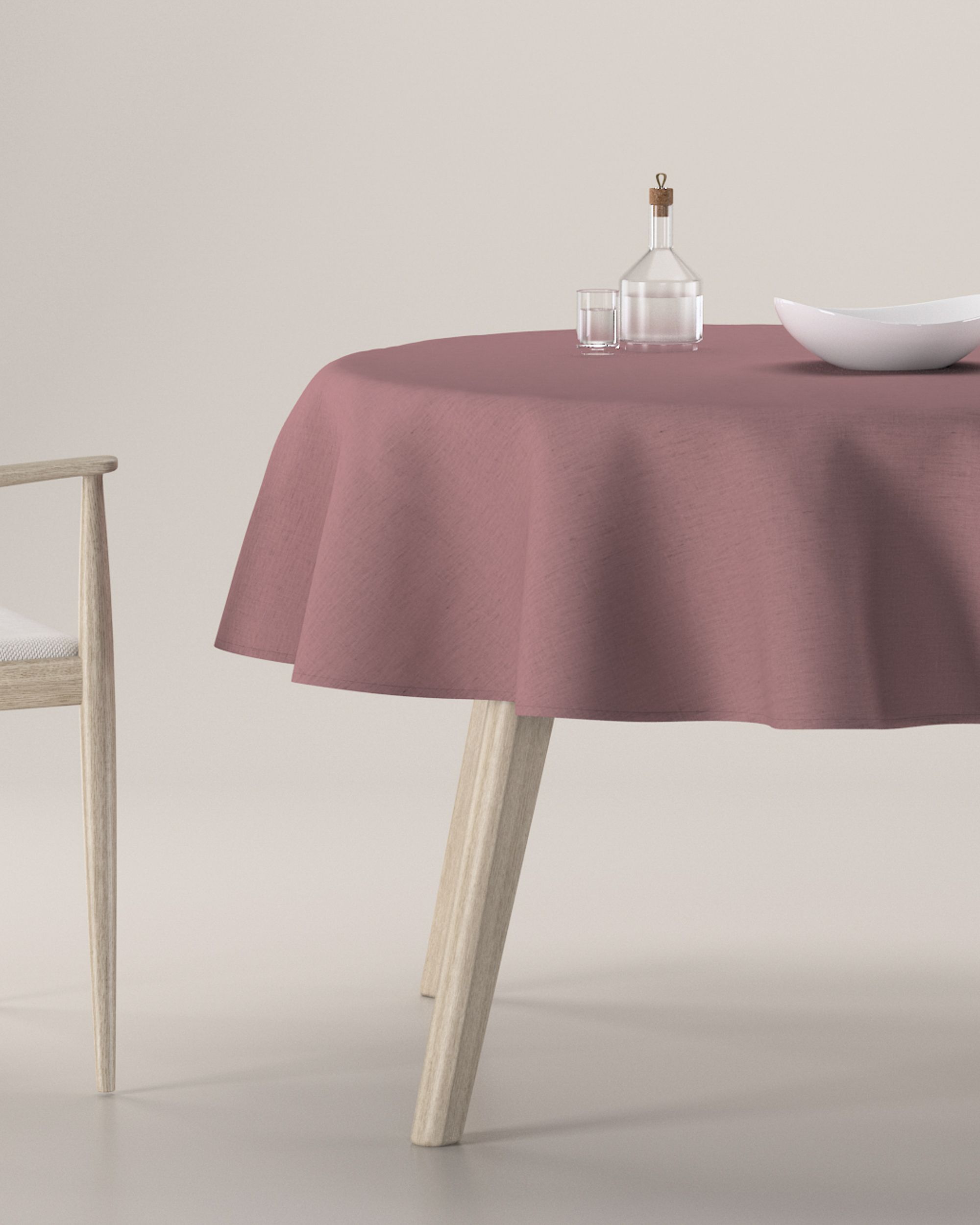 Runde Tischdecke Farbe rosa Stoff halbtransparent, strukturiert