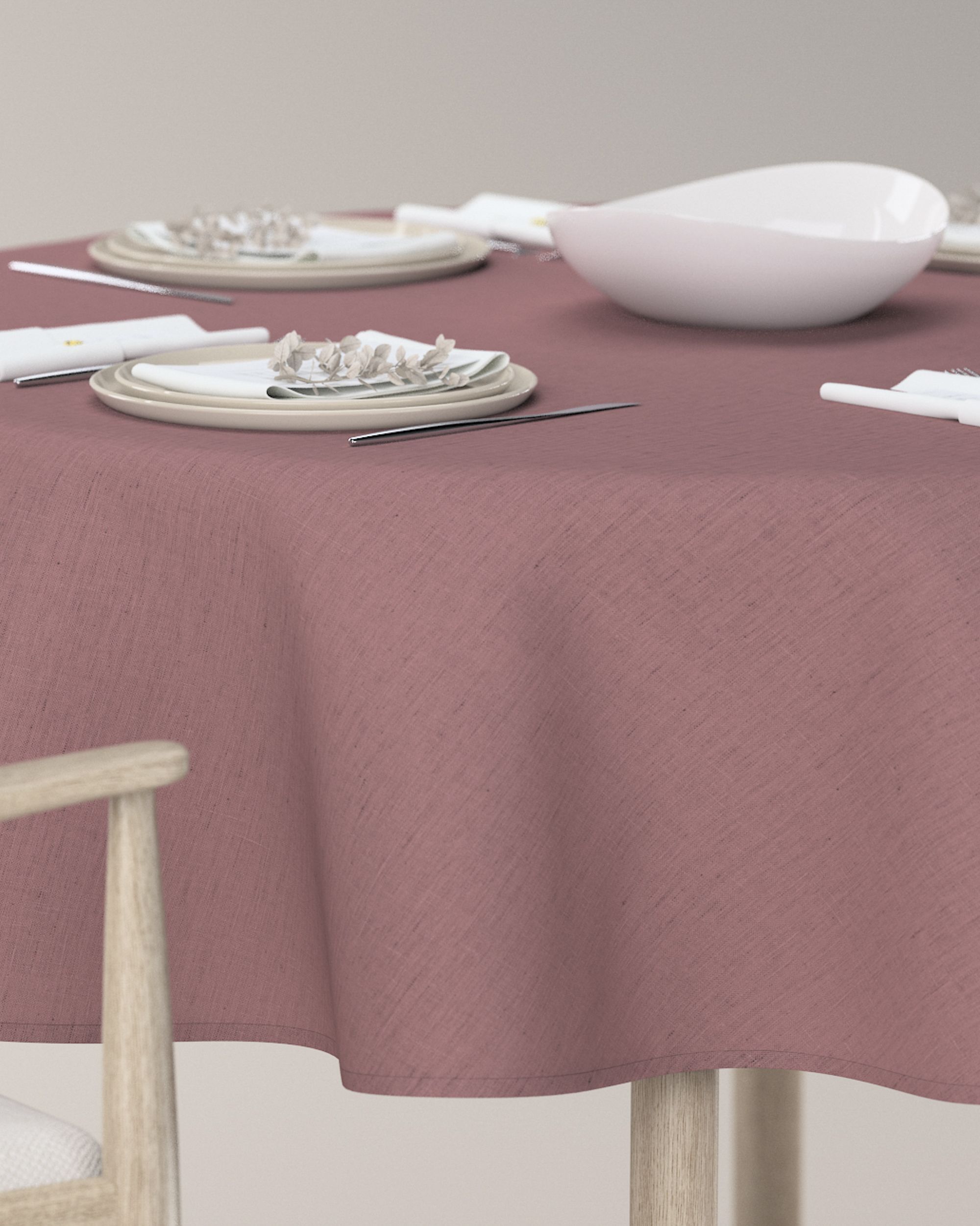 Runde Tischdecke Farbe rosa Stoff halbtransparent, strukturiert (hover)
