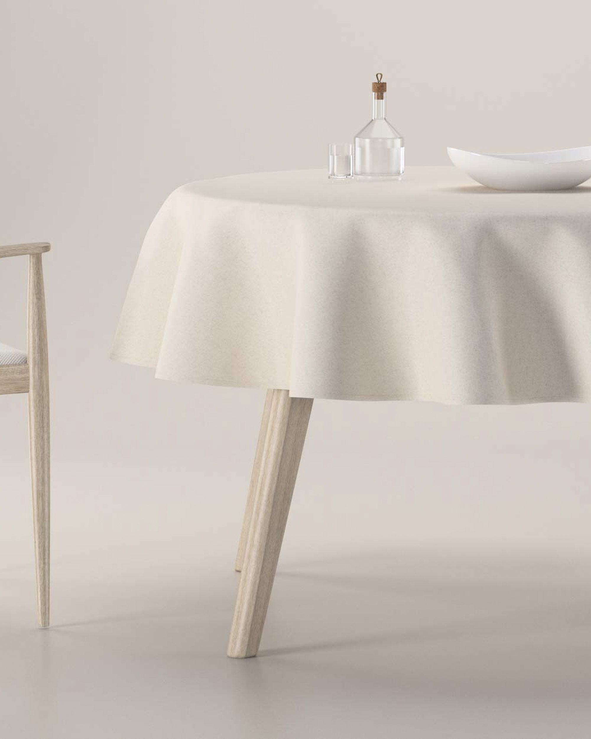 Runde Tischdecke Farbe beige Stoff strukturiert