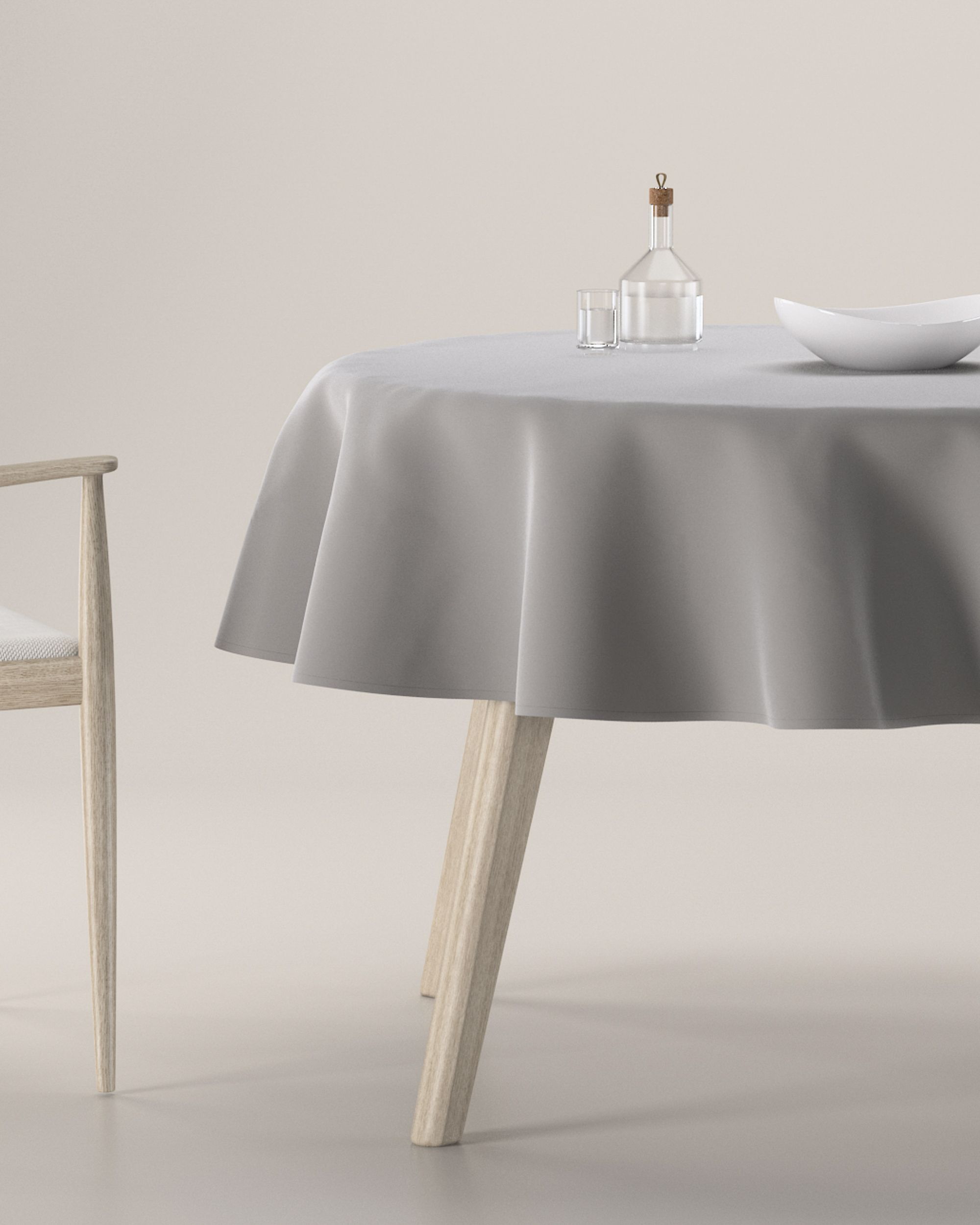 Runde Tischdecke Farbe grau Stoff glänzend, samt