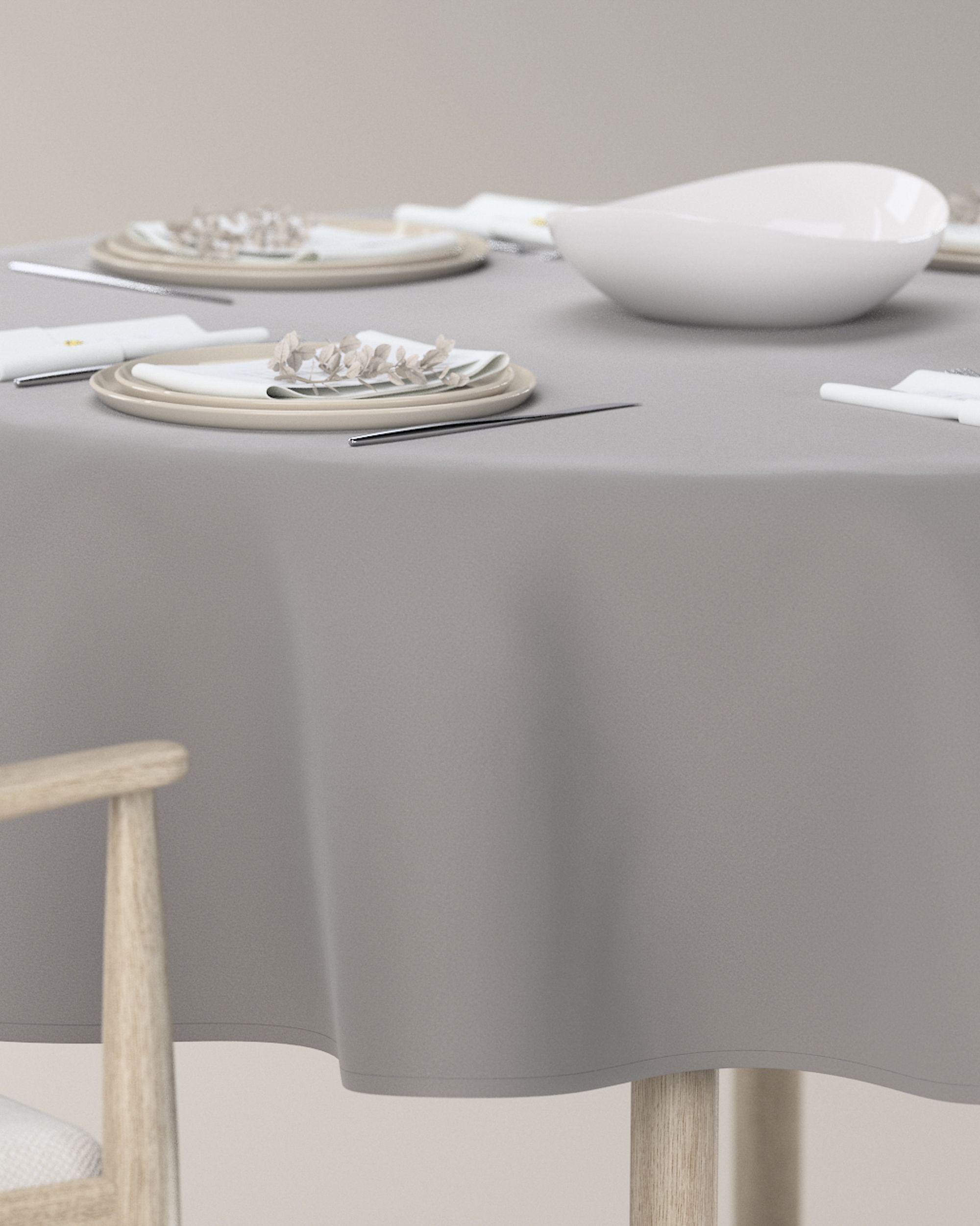 Runde Tischdecke Farbe grau Stoff glänzend, samt (hover)