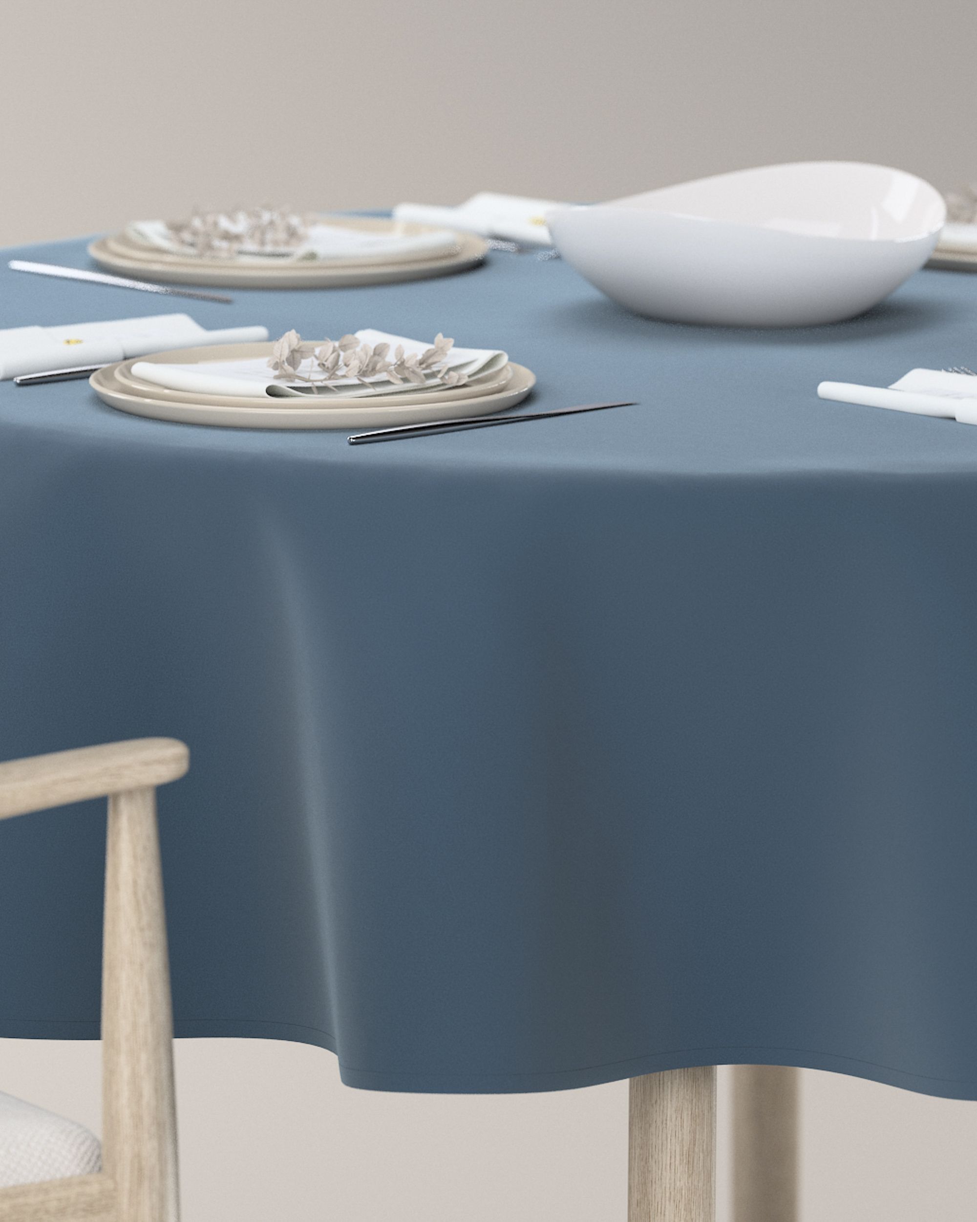 Runde Tischdecke Farbe blau Stoff glänzend, samt (hover)