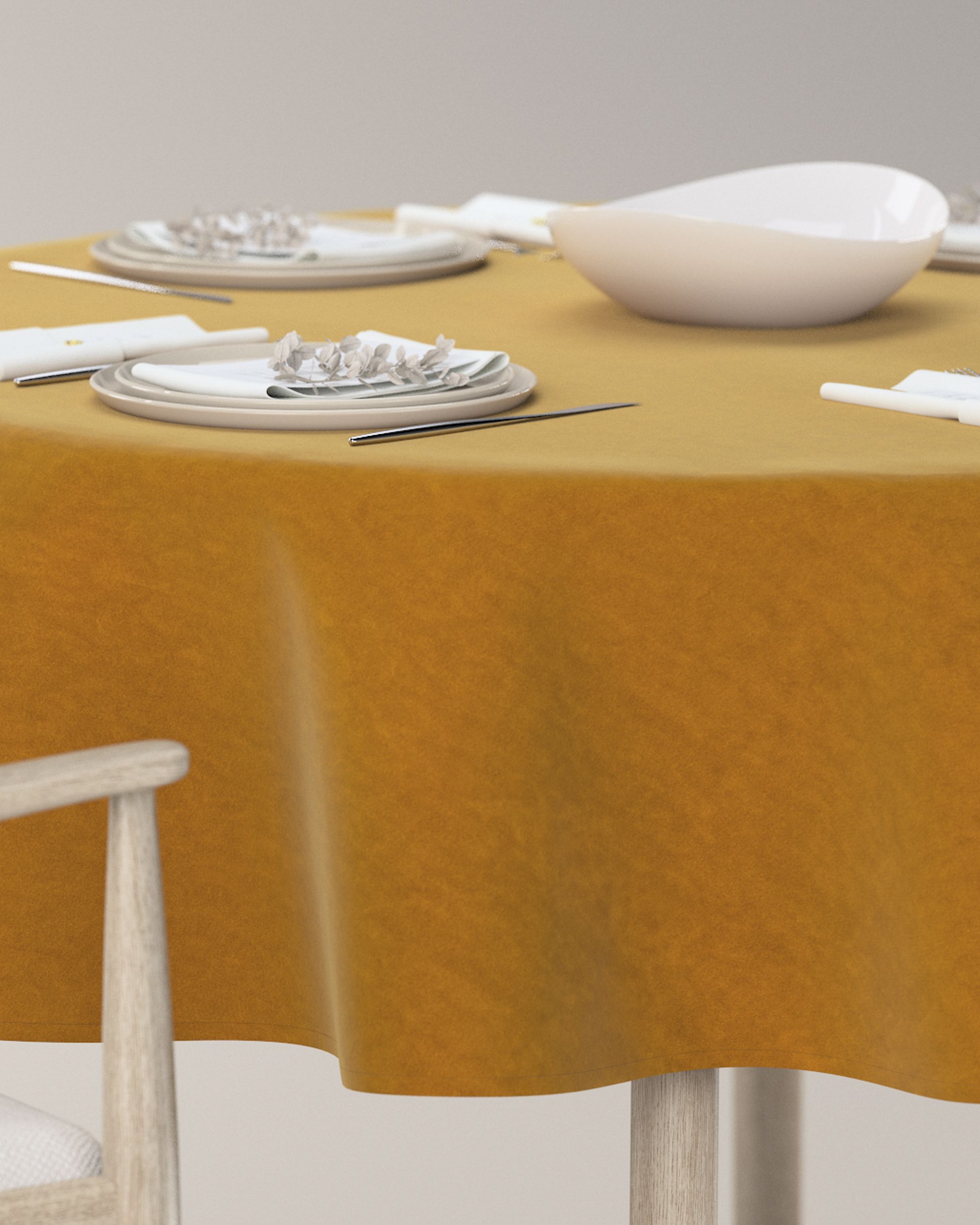 Runde Tischdecke Farbe gelb Stoff glänzend, samt (hover)