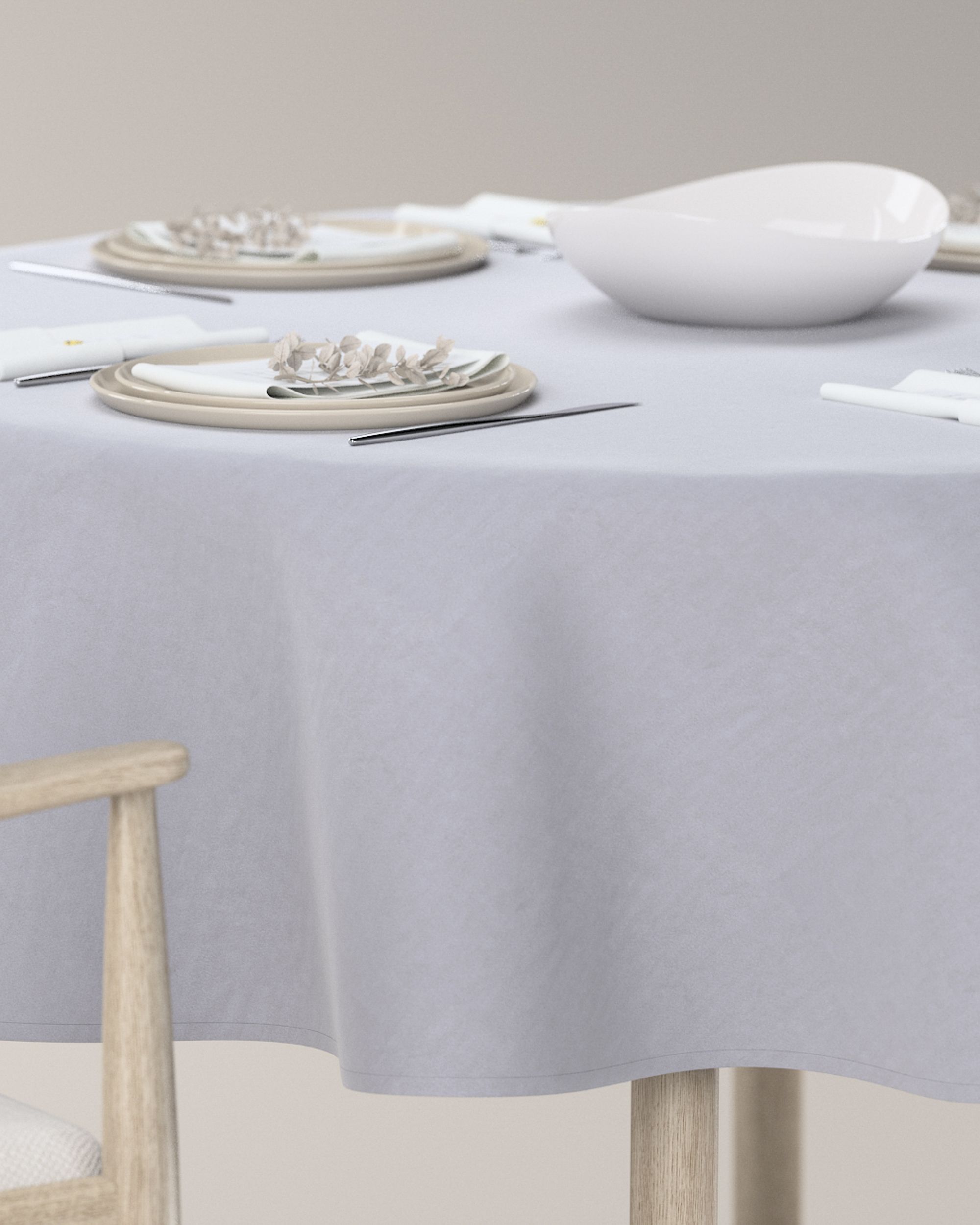 Runde Tischdecke Farbe grau Stoff glänzend, samt (hover)